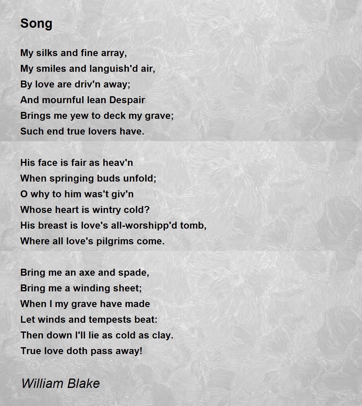 Song Poem by William Blake - Poem Hunter