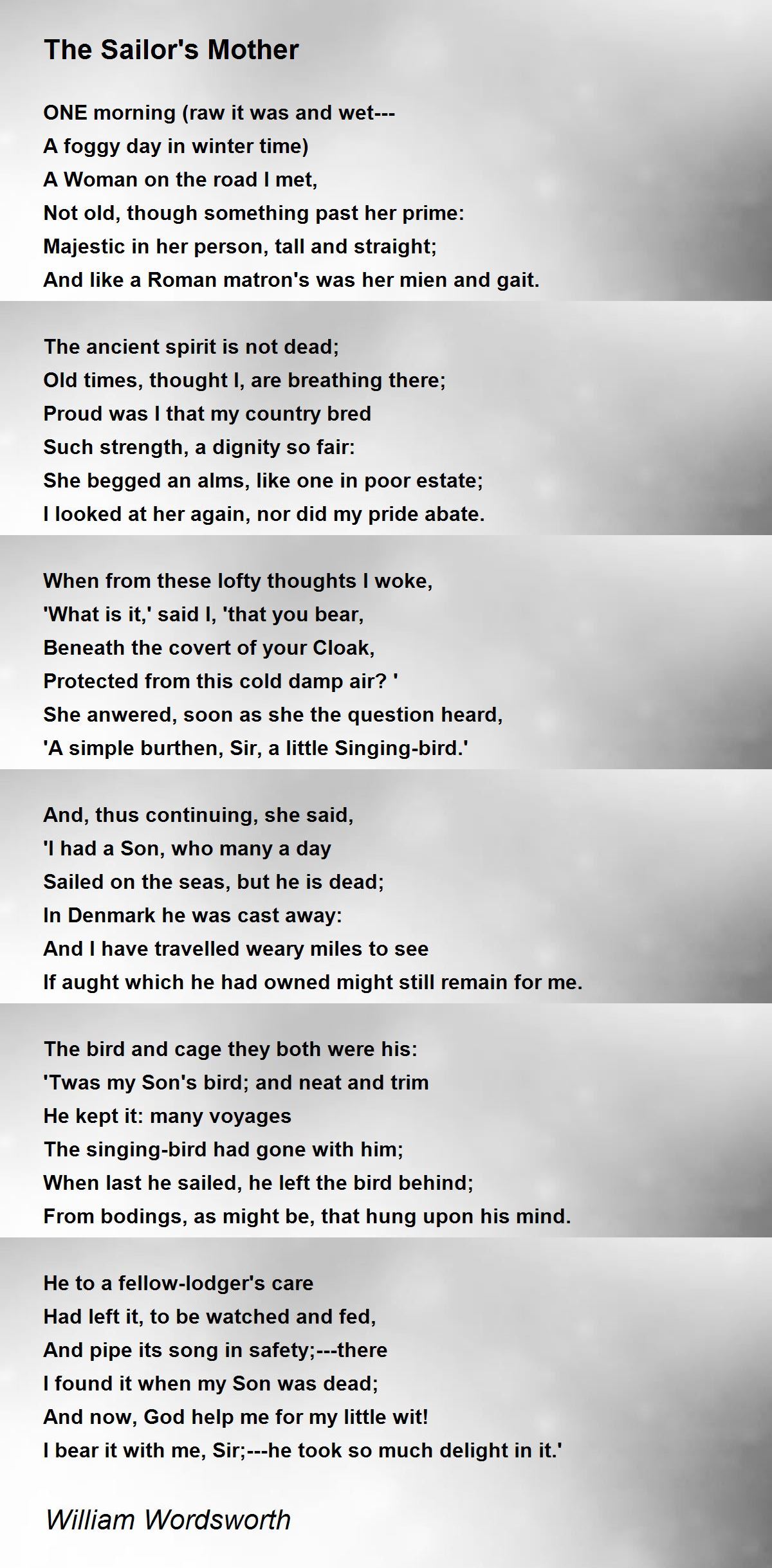 The Sailor's Mother Poem by William Wordsworth - Poem Hunter