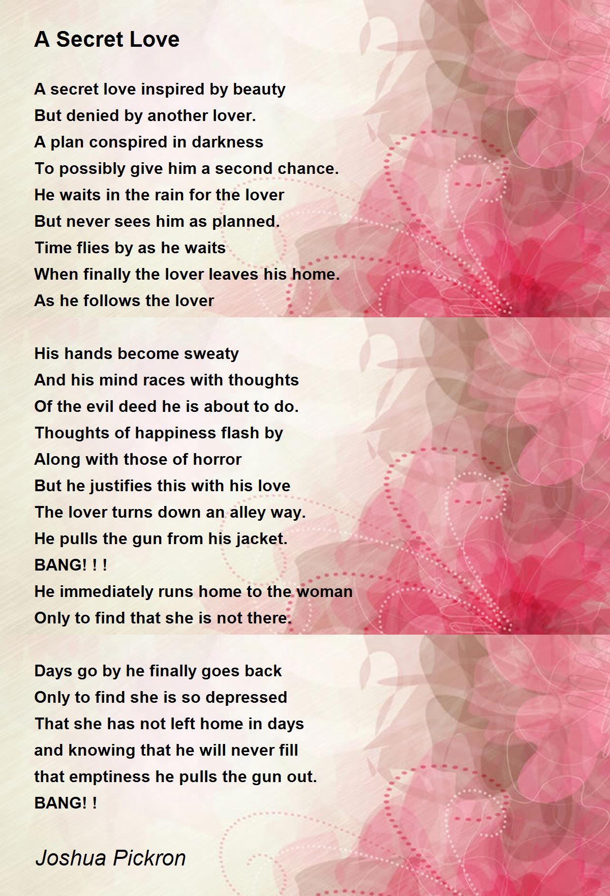 A Secret Love A Secret Love Poem by Joshua Pickron