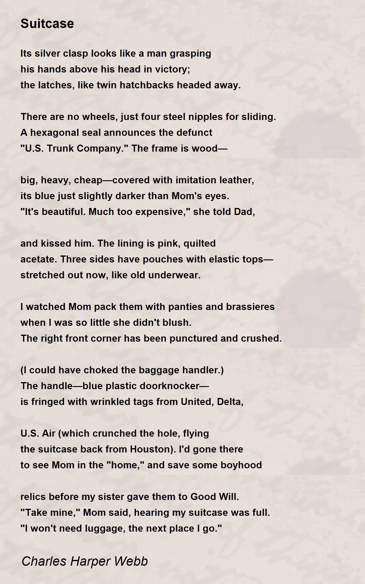 Suitcase Suitcase Poem by Charles Harper b