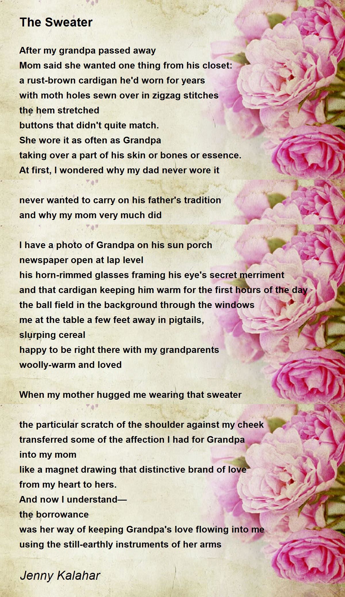 The Sweater Poem by Jenny Kalahar Poem Hunter