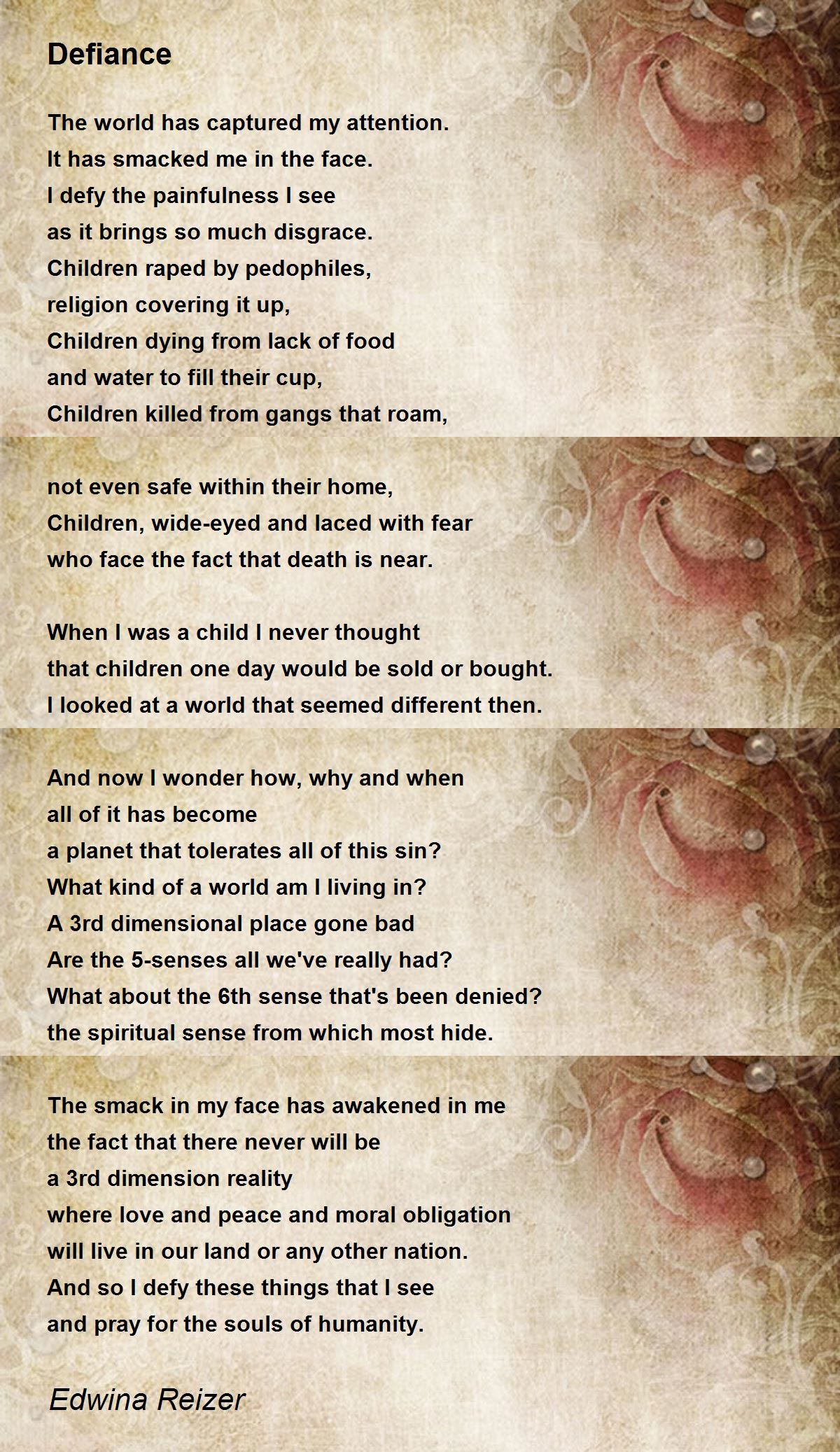 Defiance Defiance Poem by Edwina Reizer