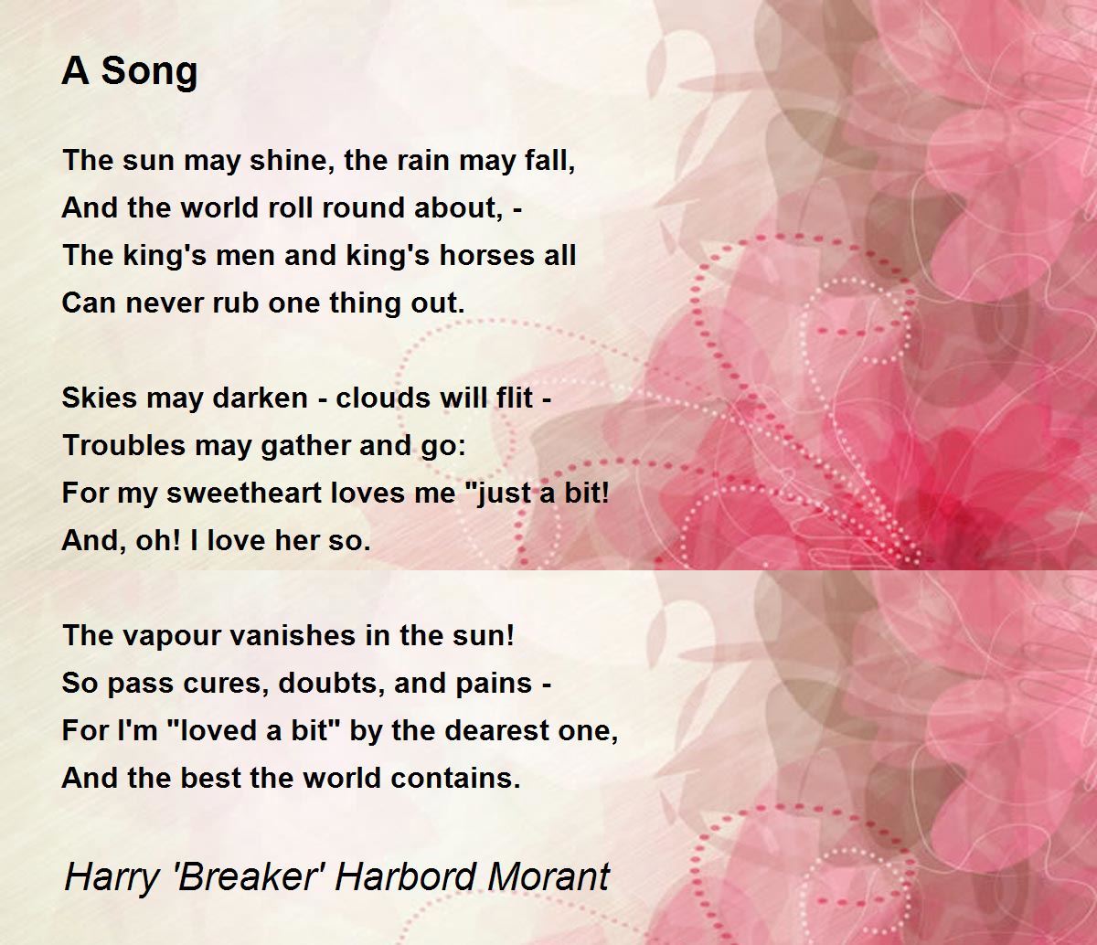 A Song Poem by Harry 'Breaker' Harbord Morant Poem Hunter