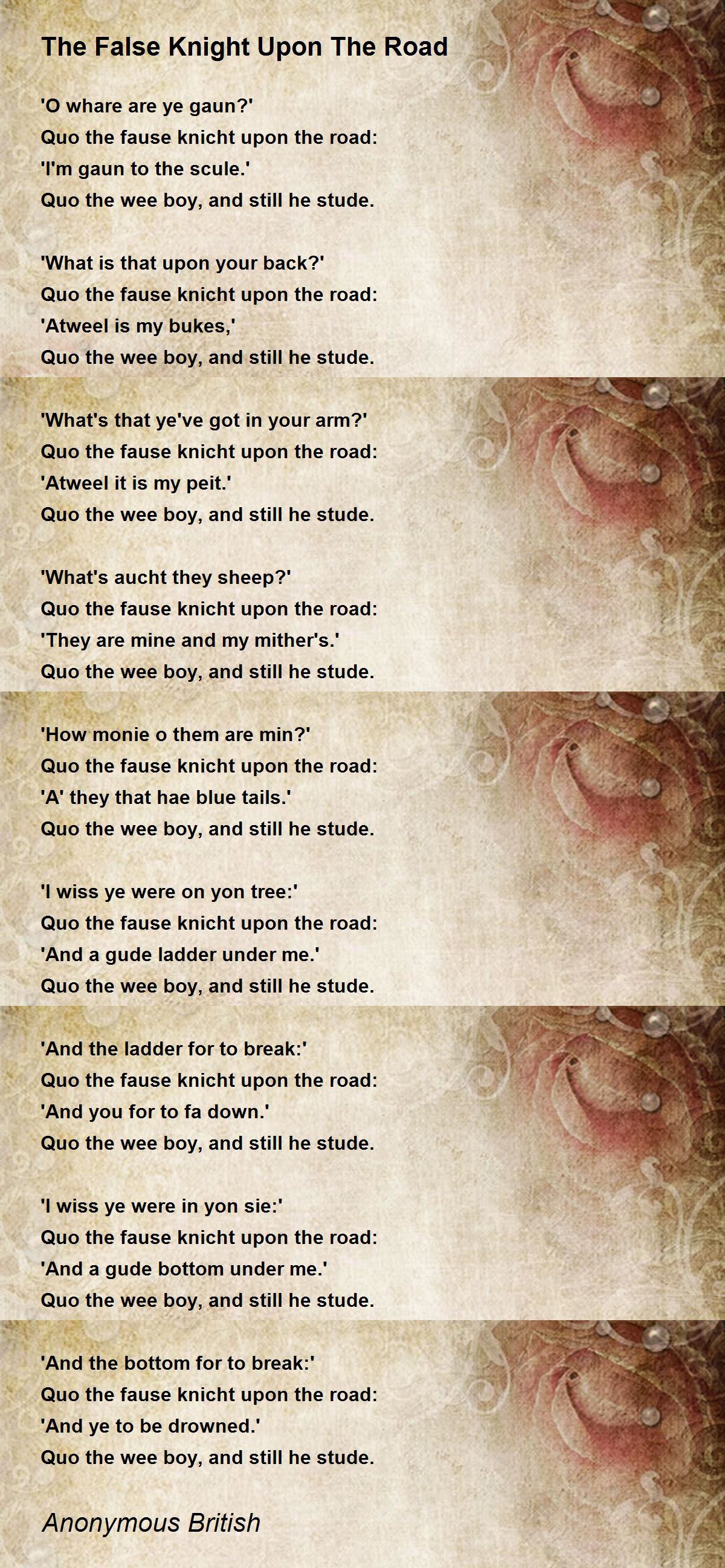 The False Knight Upon The Road The False Knight Upon The Road Poem by