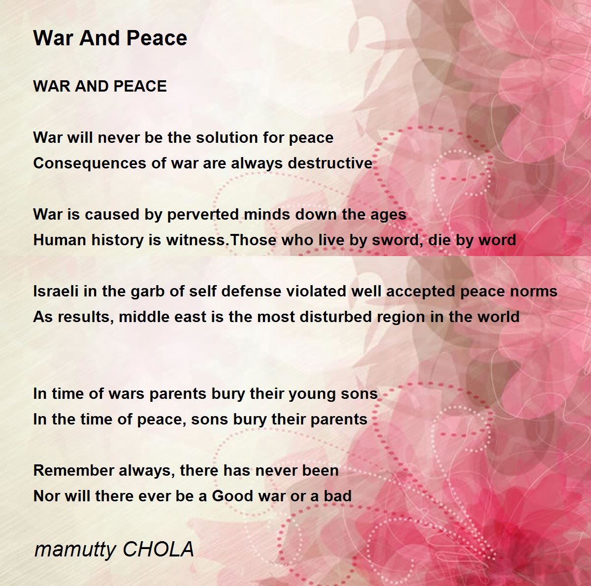 war and peace essay in urdu