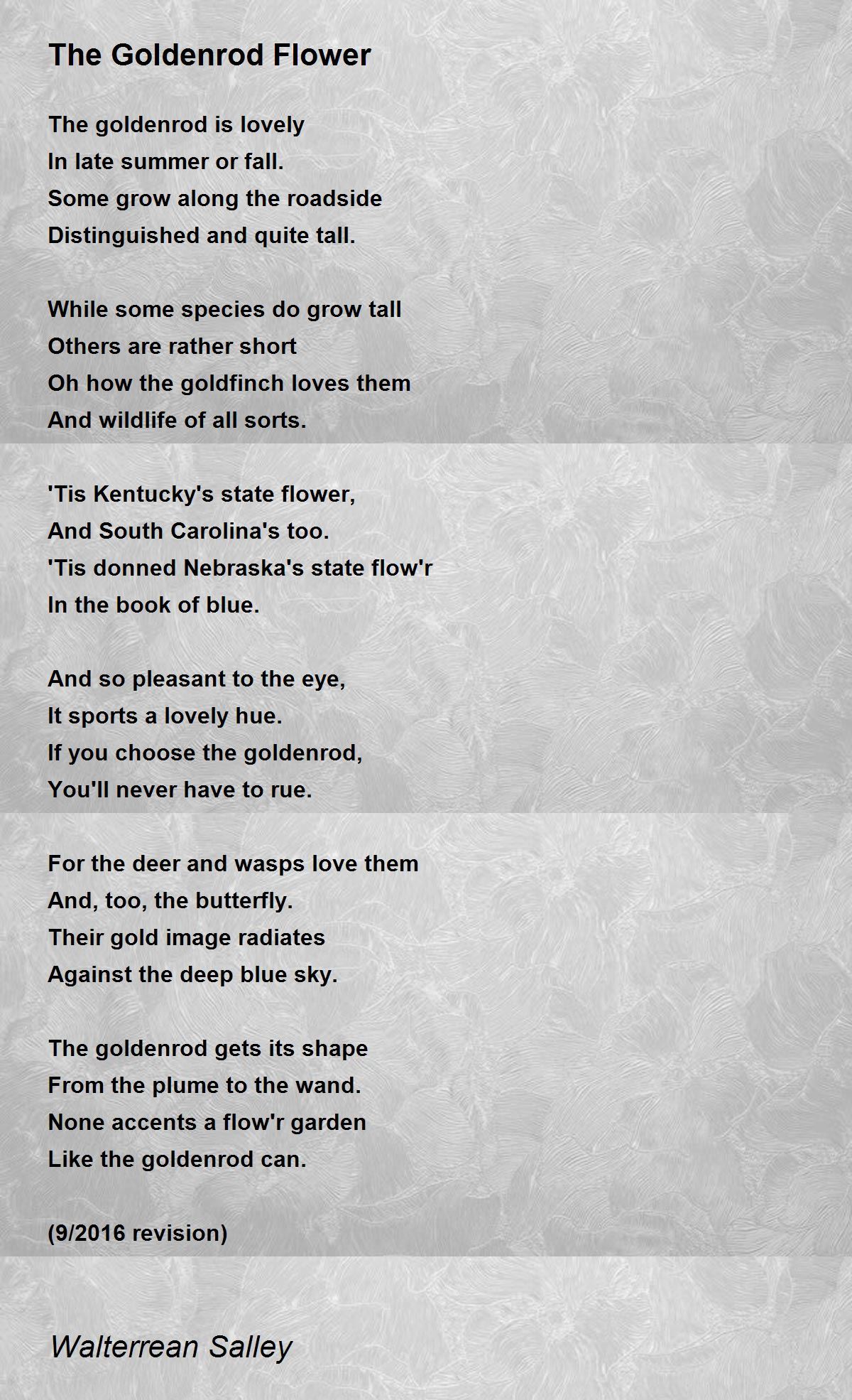 The Goldenrod Flower The Goldenrod Flower Poem by Walterrean Salley