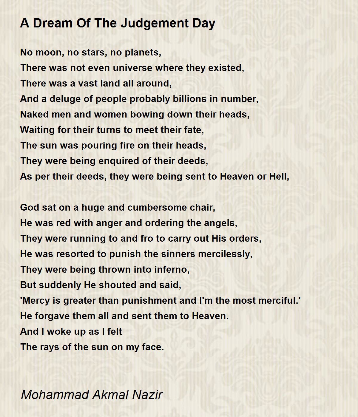 A Dream Of The Judgement Day A Dream Of The Judgement Day Poem by