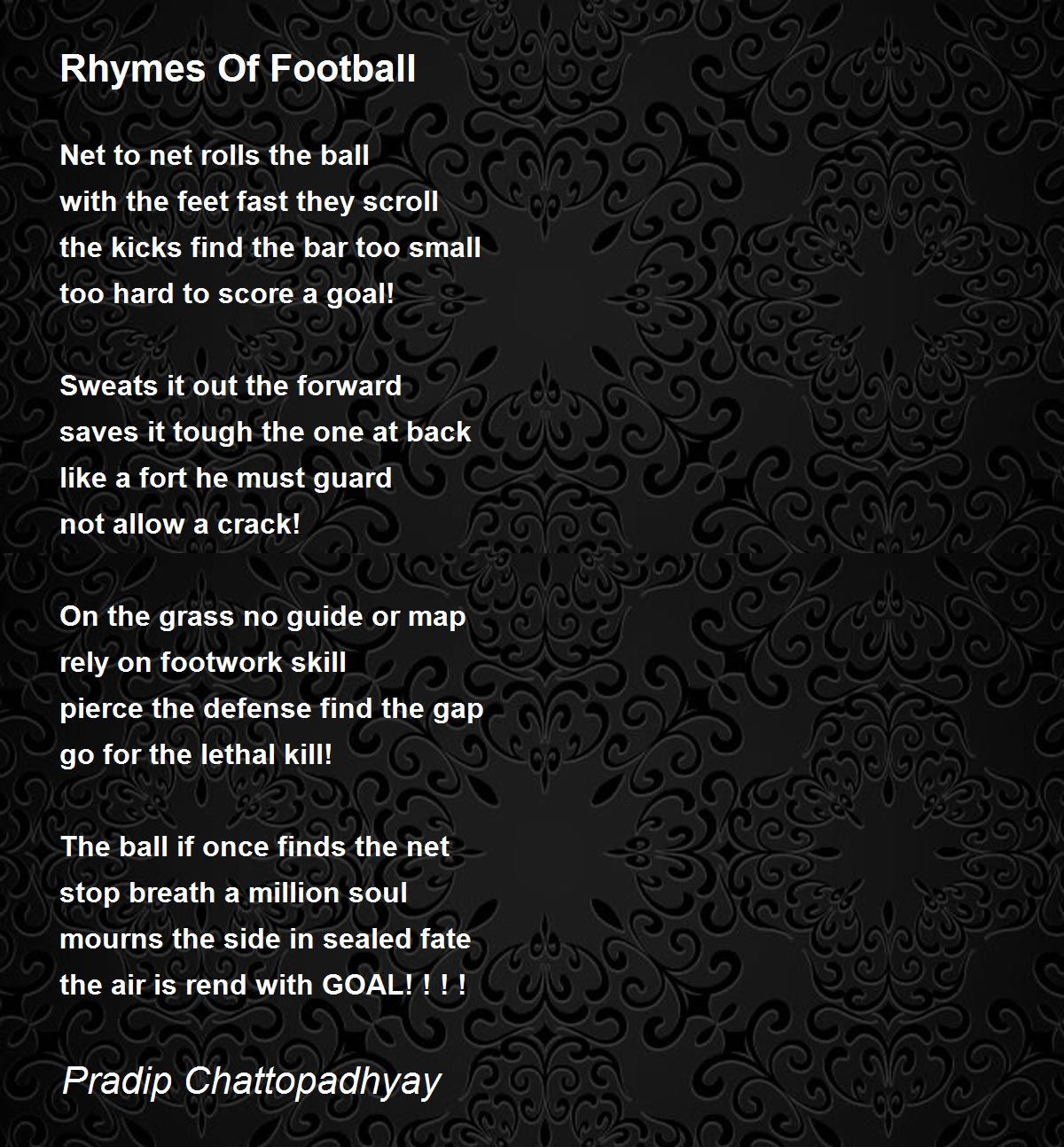 Rhymes Of Football Rhymes Of Football Poem by Pradip Chattopadhyay