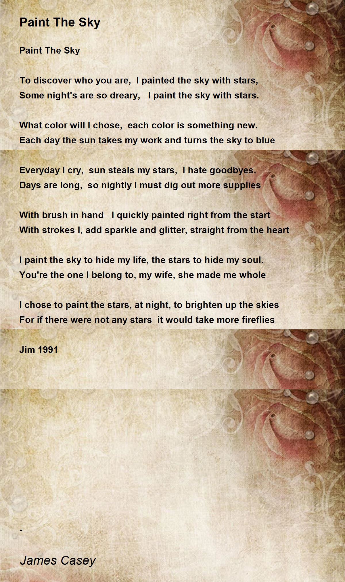 Paint The Sky Poem by James Casey Poem Hunter