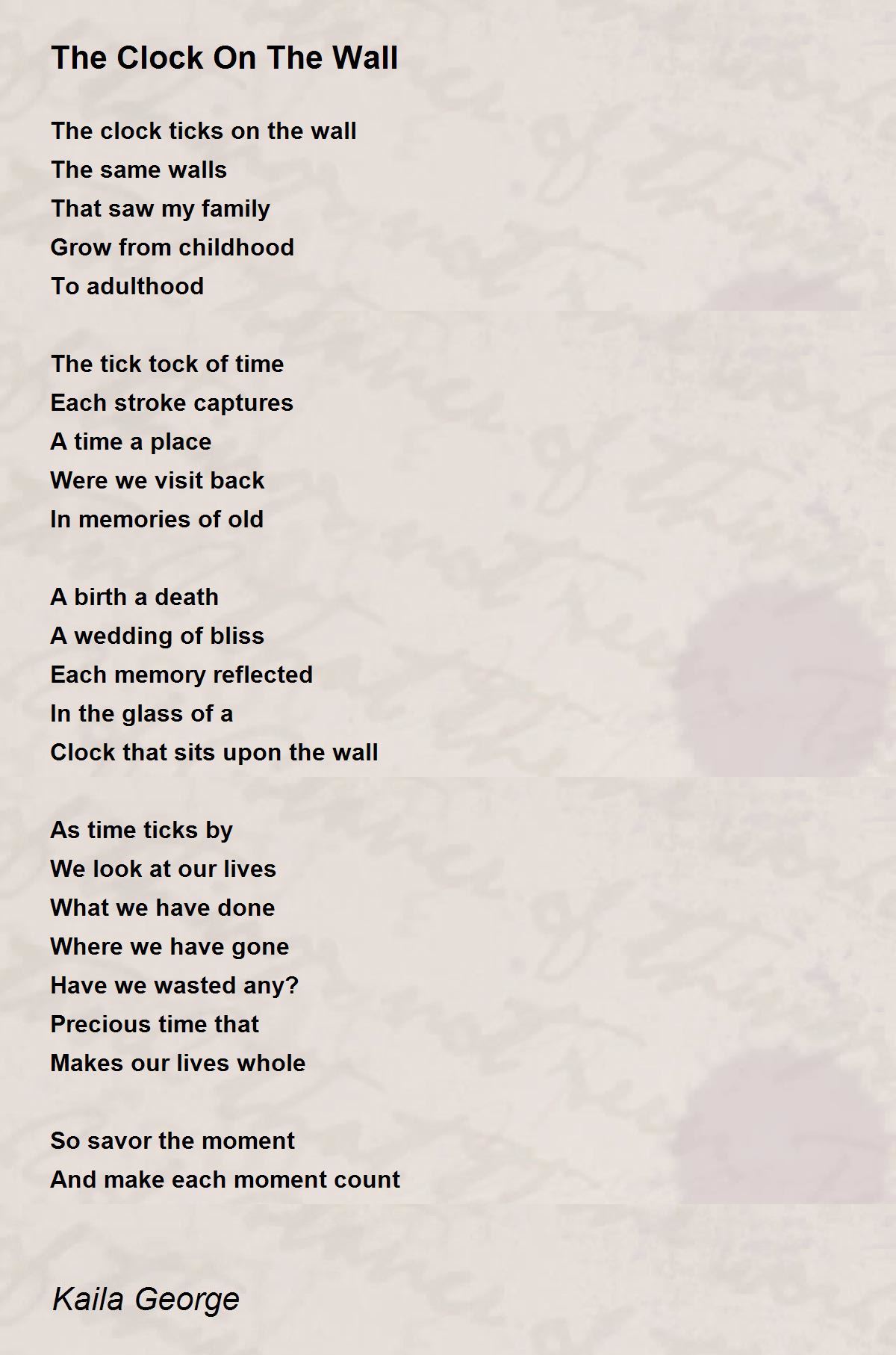 The Clock On The Wall The Clock On The Wall Poem by Kaila