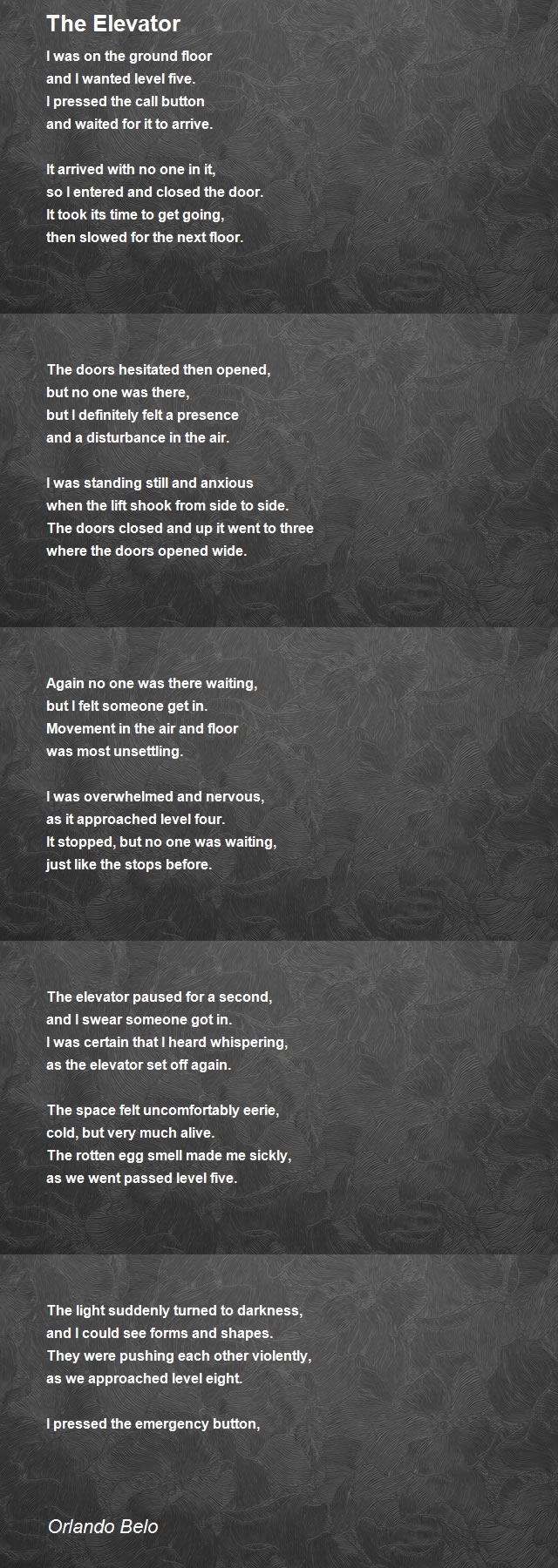 The Elevator Poem by Orlando Belo Poem Hunter