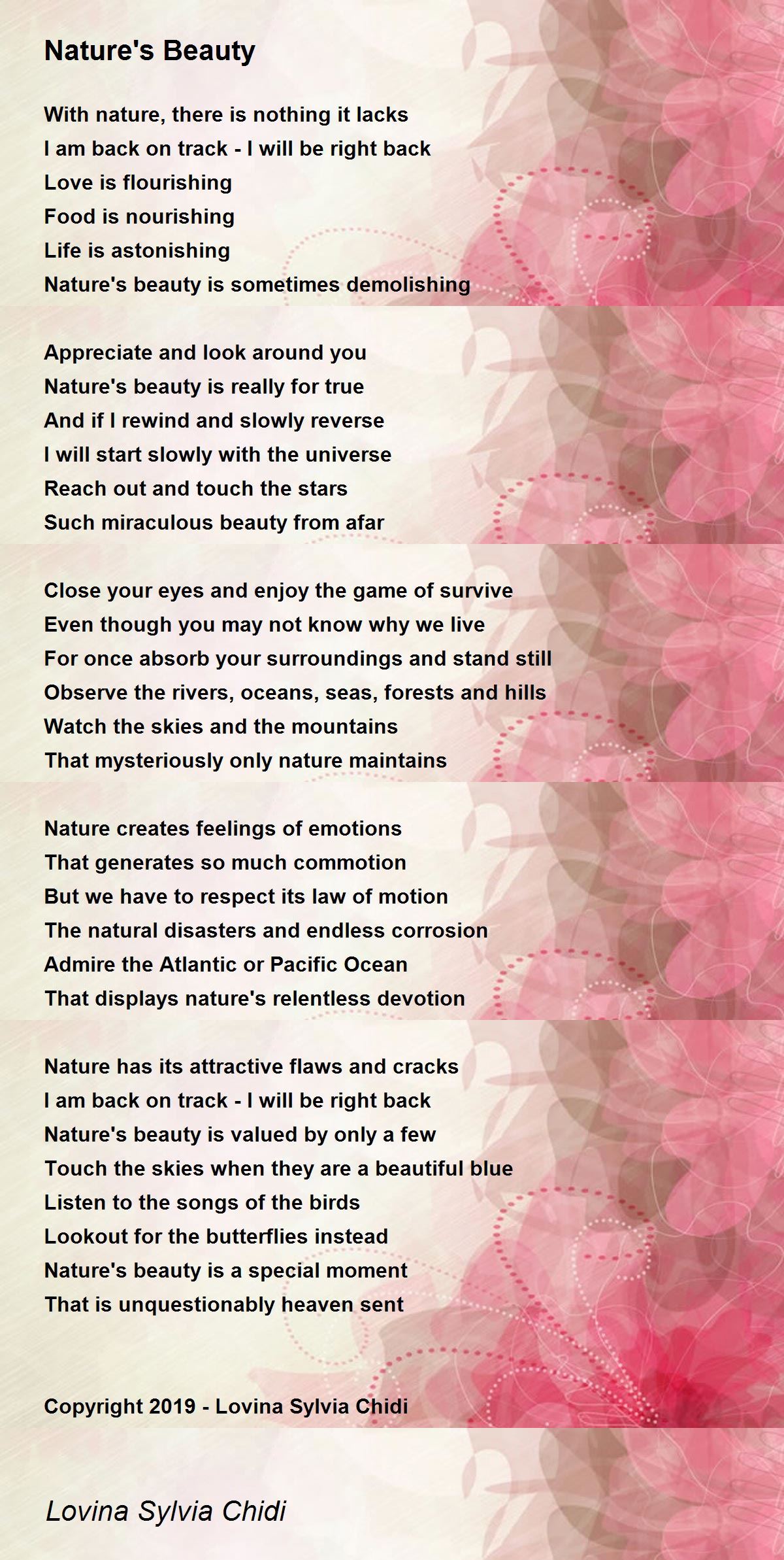 Nature's Beauty - Nature's Beauty Poem by Sylvia Chidi