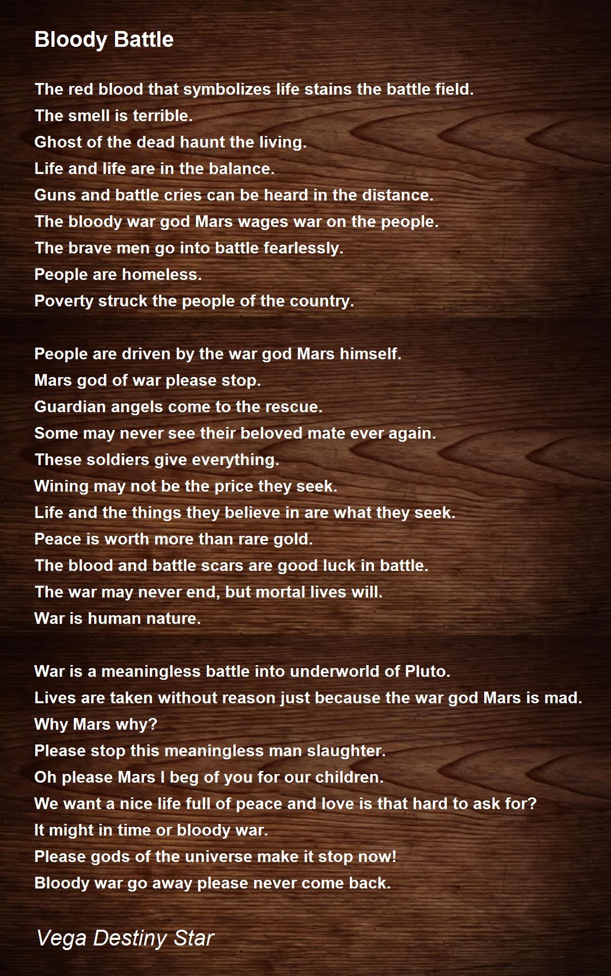 Bloody Battle Bloody Battle Poem by Vega Destiny Star