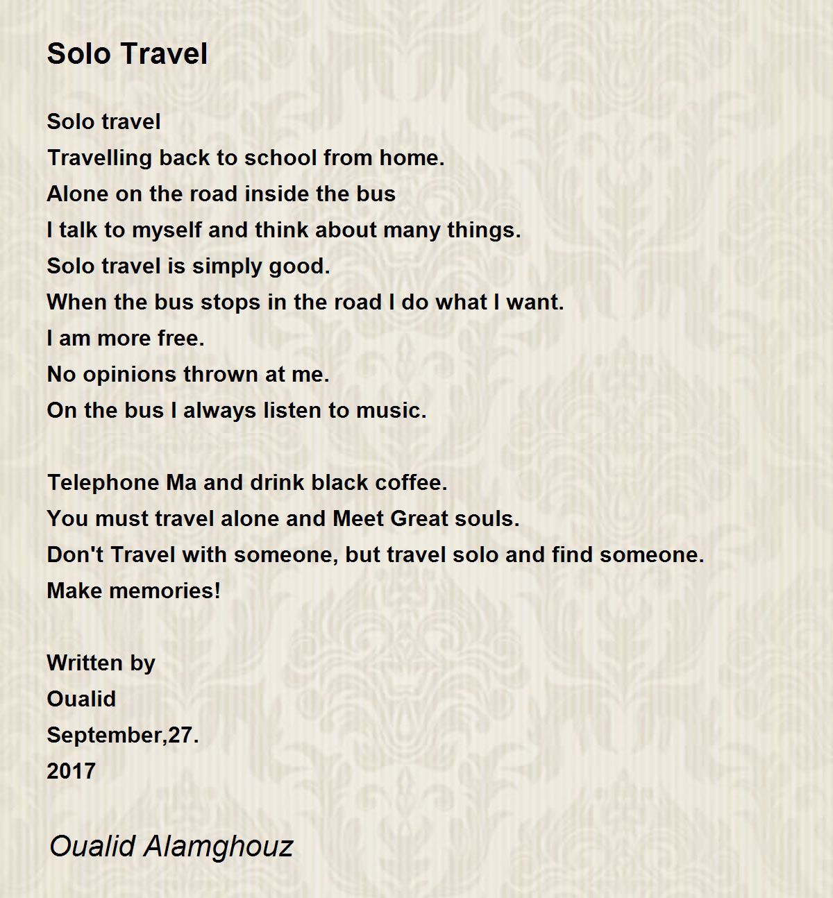 travelling alone poem