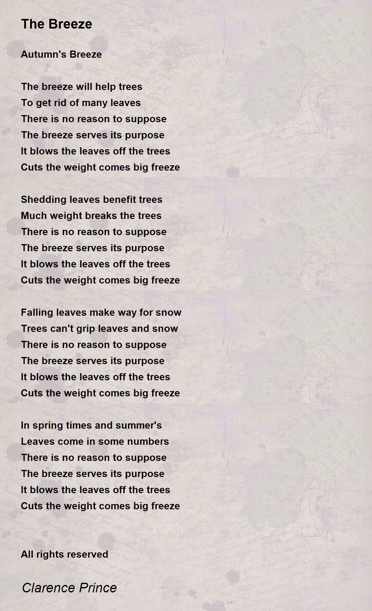 The Breeze The Breeze Poem by Clarence Prince