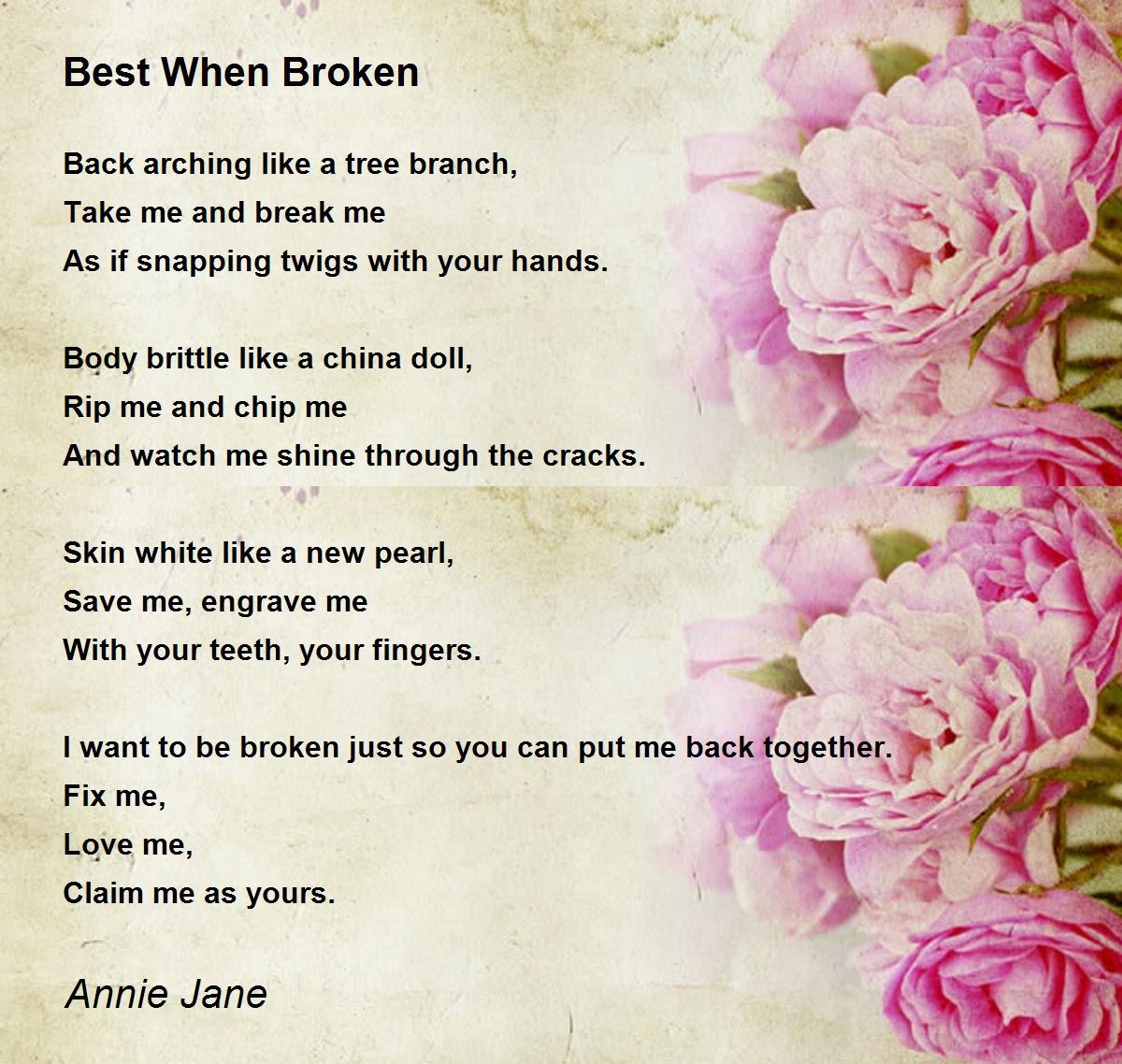 Best When Broken by Annie Jane Best When Broken Poem