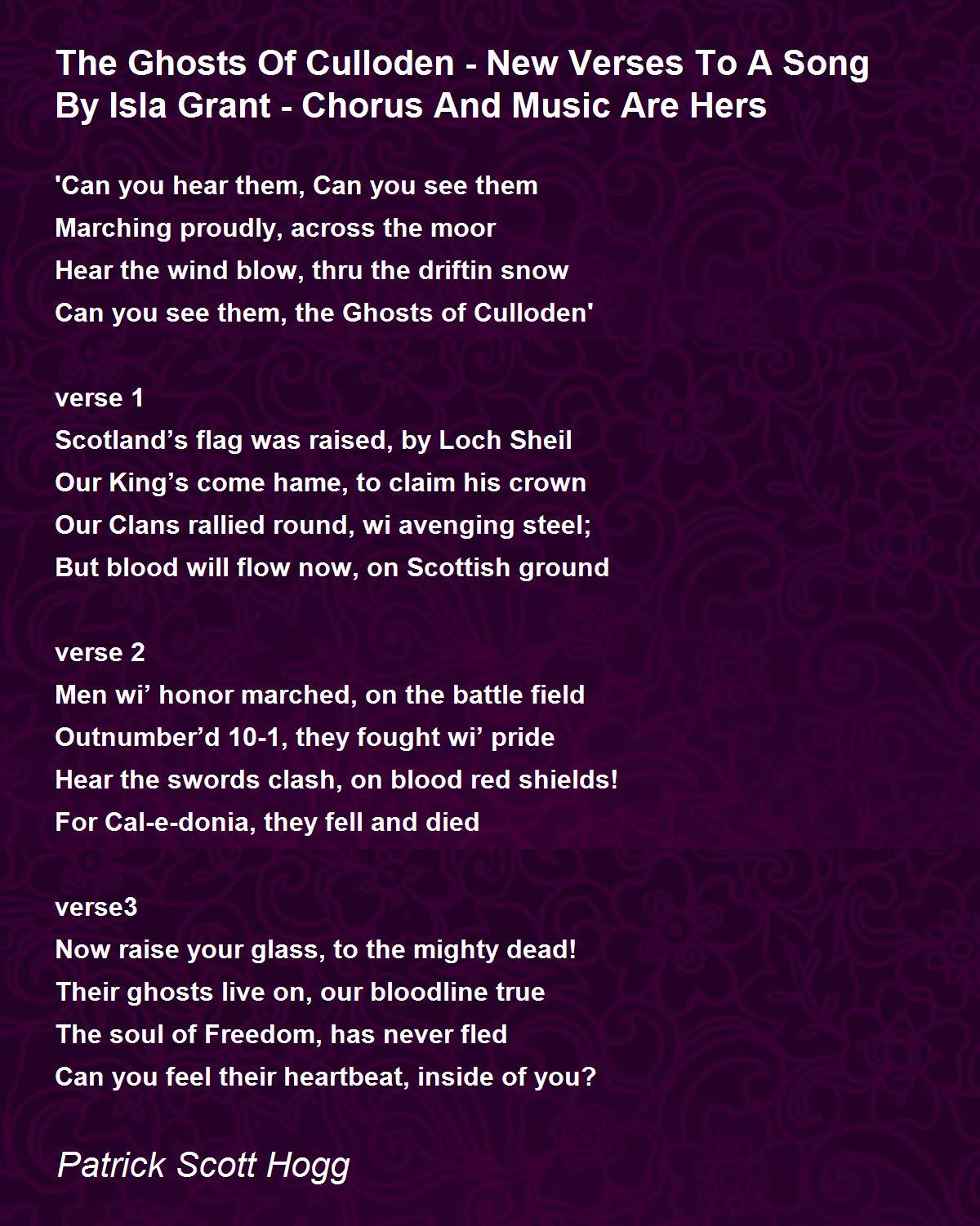 The Ghosts Of Culloden New Verses To A Song By Isla Grant Chorus