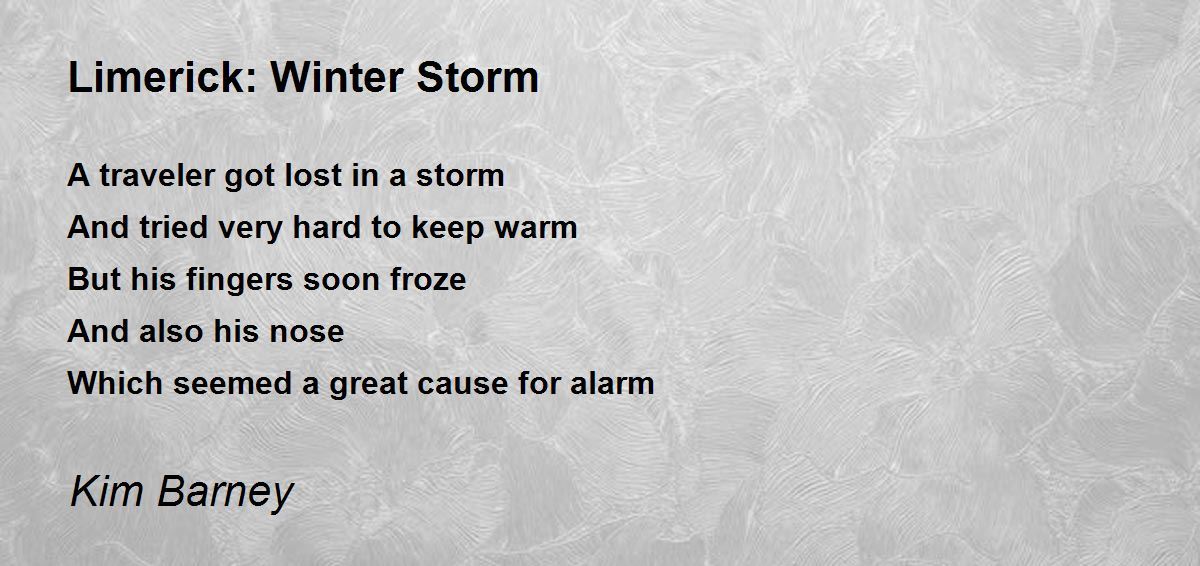 Limerick Winter Storm Limerick Winter Storm Poem by Kim Barney