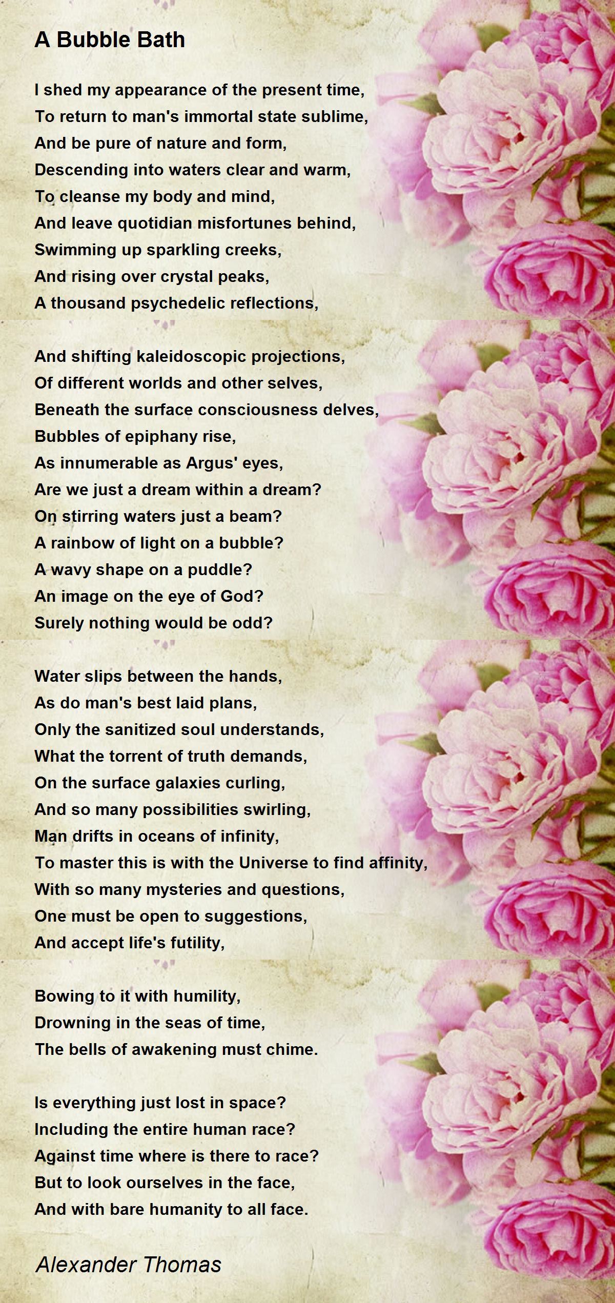 A Bubble Bath A Bubble Bath Poem by Alexander Thomas