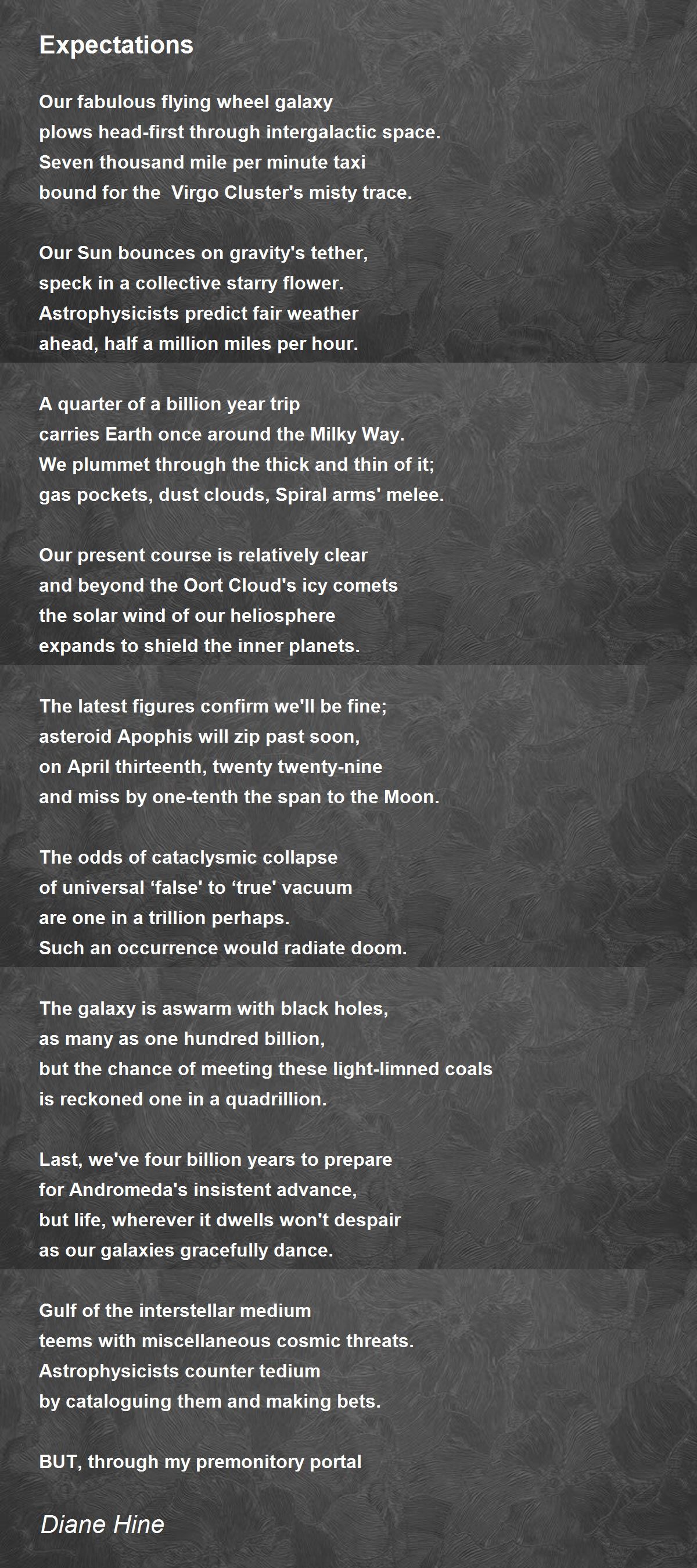 Expectations - Expectations Poem by Diane H