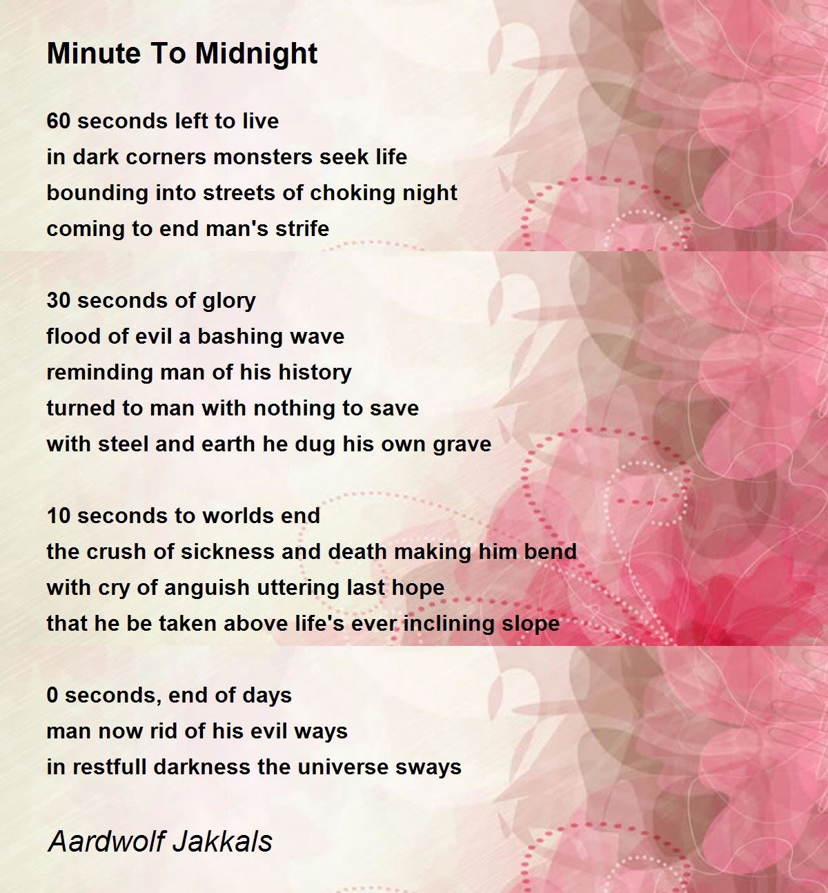 Minute To Midnight Minute To Midnight Poem by Aardwolf Jakkals