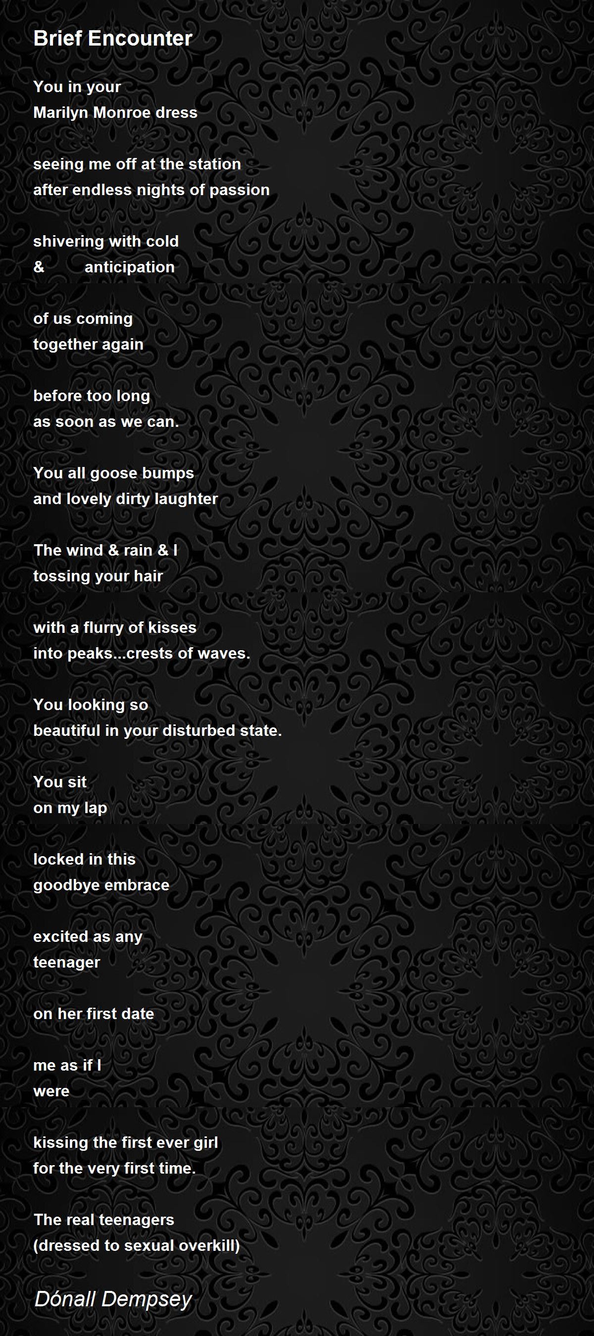 Brief Encounter by Dónall Dempsey Brief Encounter Poem