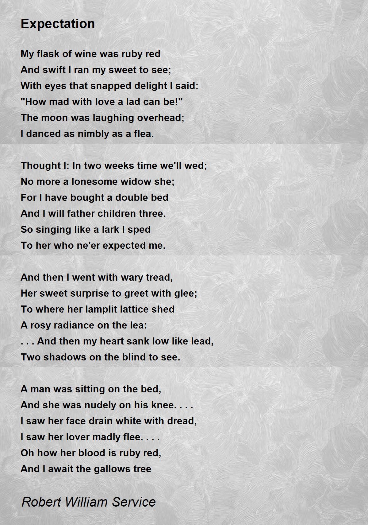 Expectation Poem by Robert William Service - Poem Hunter