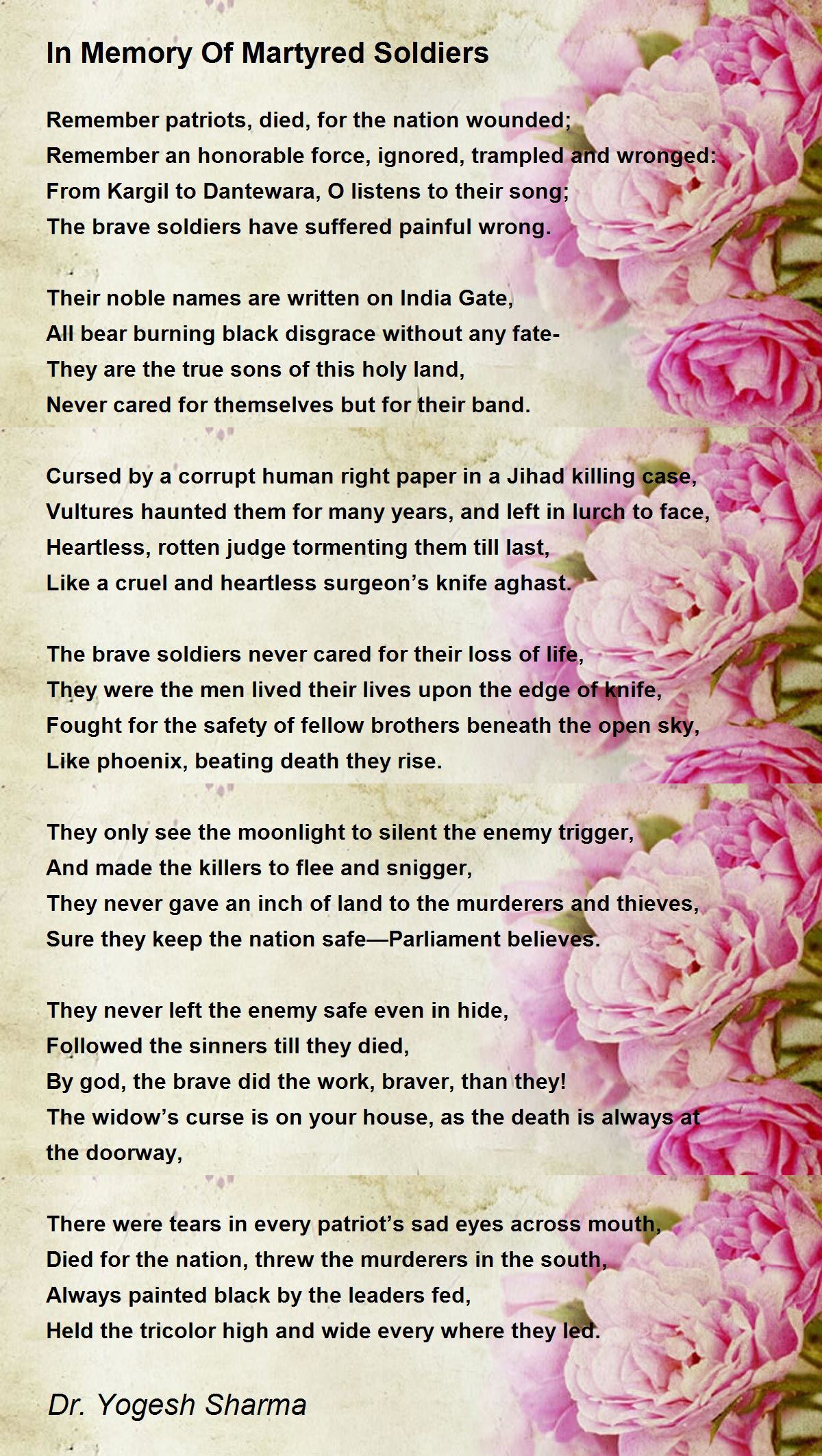 In Memory Of Martyred Soldiers - In Memory Of Martyred Soldiers Poem by ...