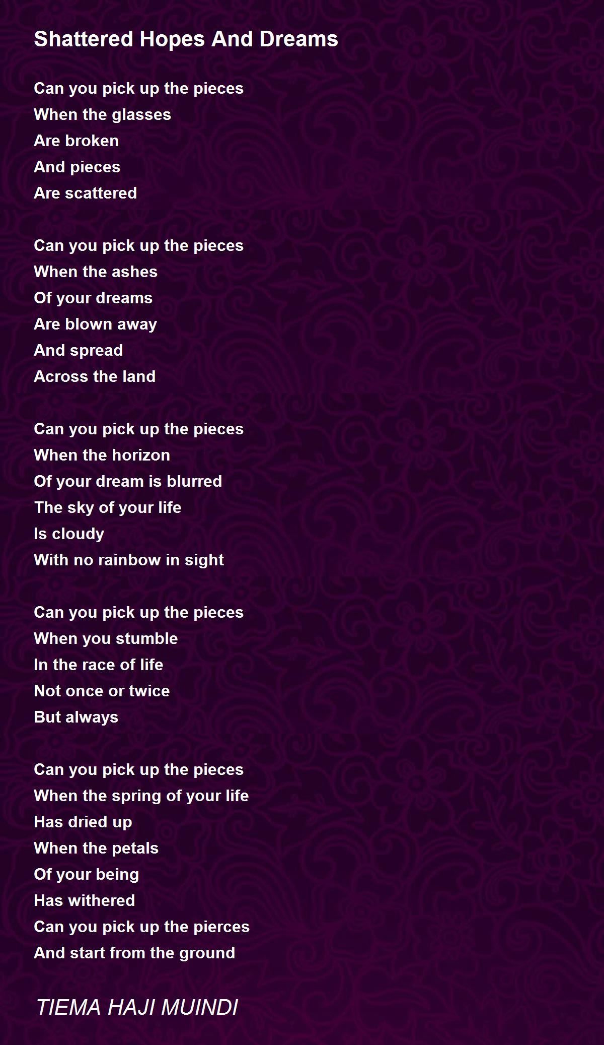 Shattered Hopes And Dreams Shattered Hopes And Dreams Poem by TIEMA