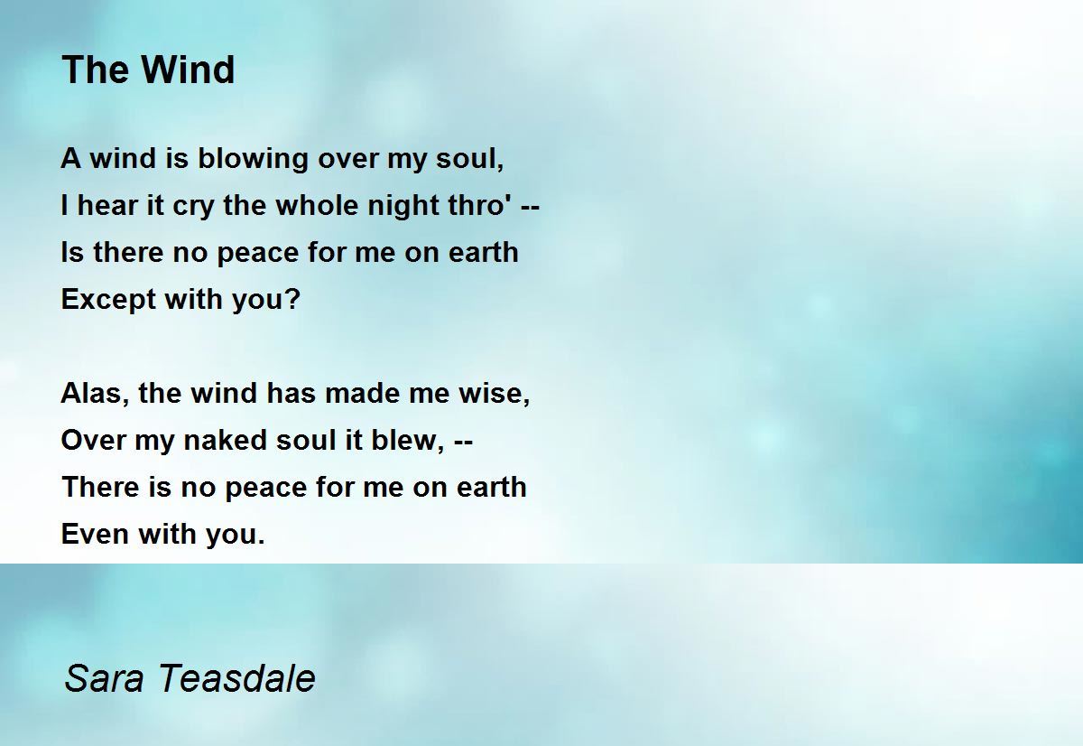 The Wind The Wind Poem by Sara Teasdale