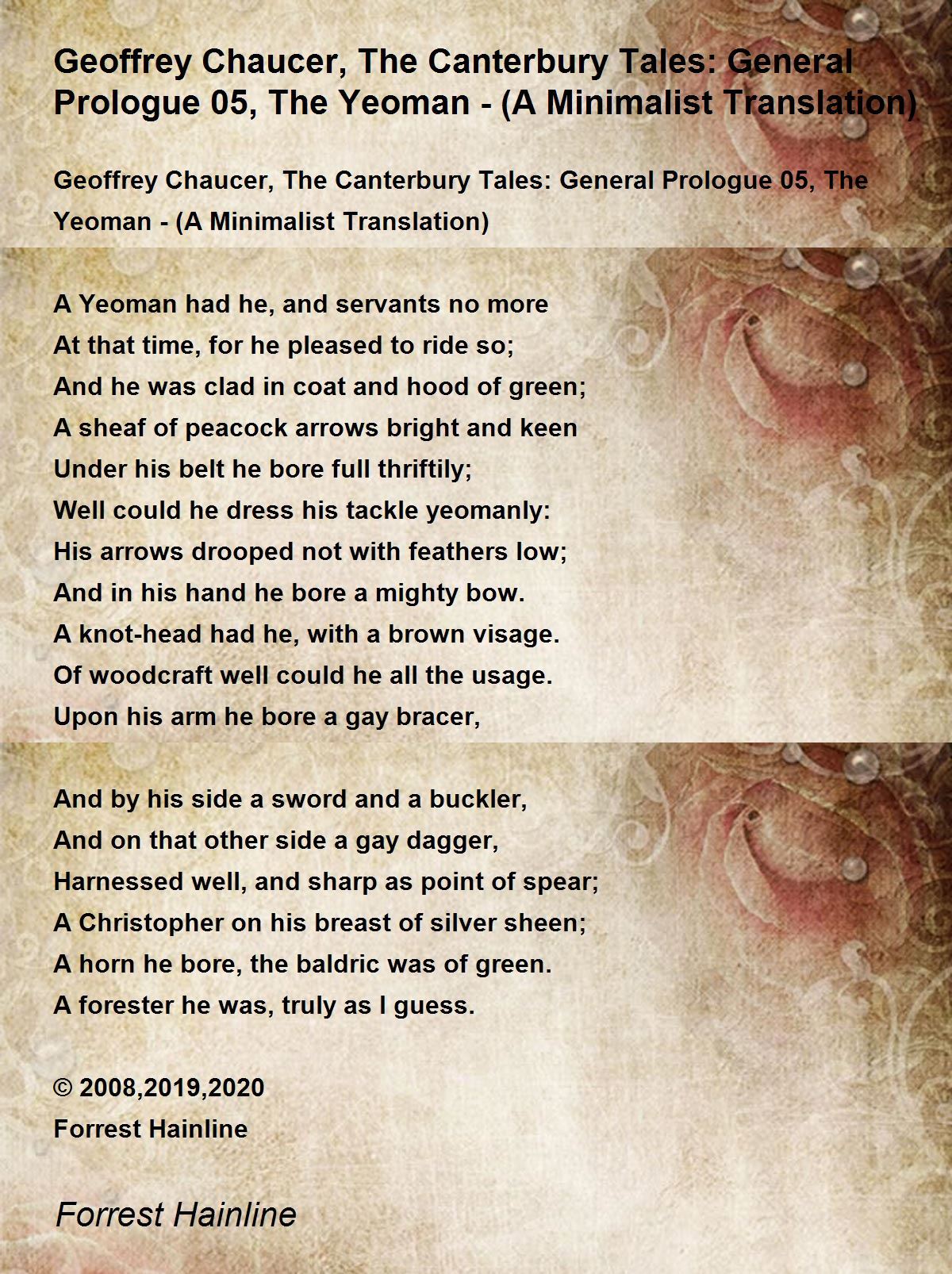 Geoffrey Chaucer, The Canterbury Tales: General Prologue 05, The Yeoman ...