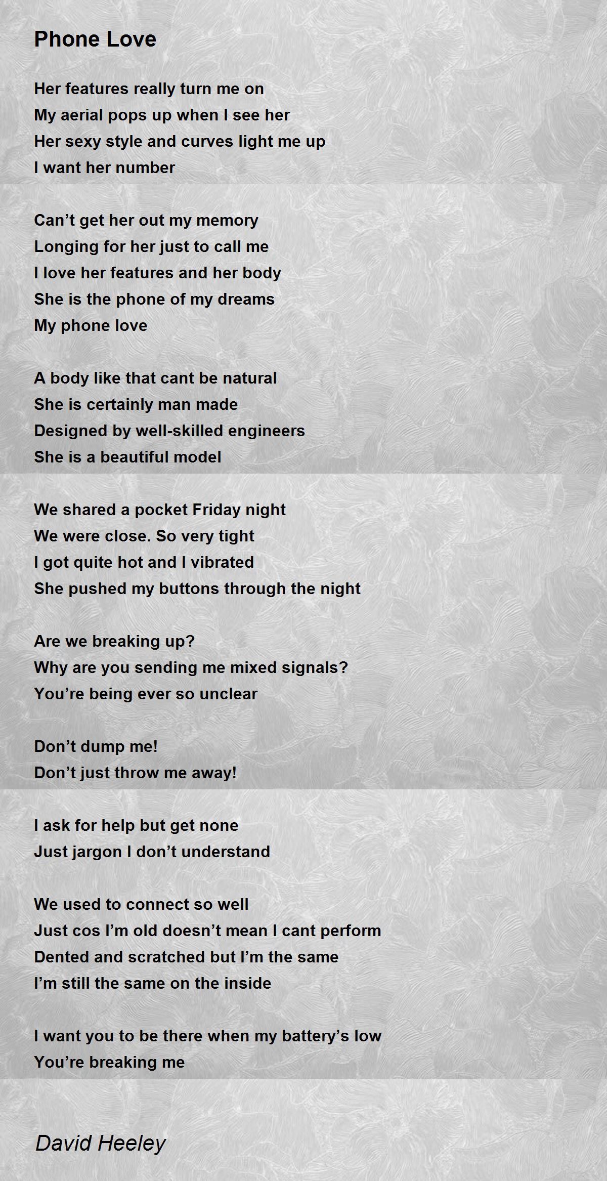Phone Love Phone Love Poem by David Heeley
