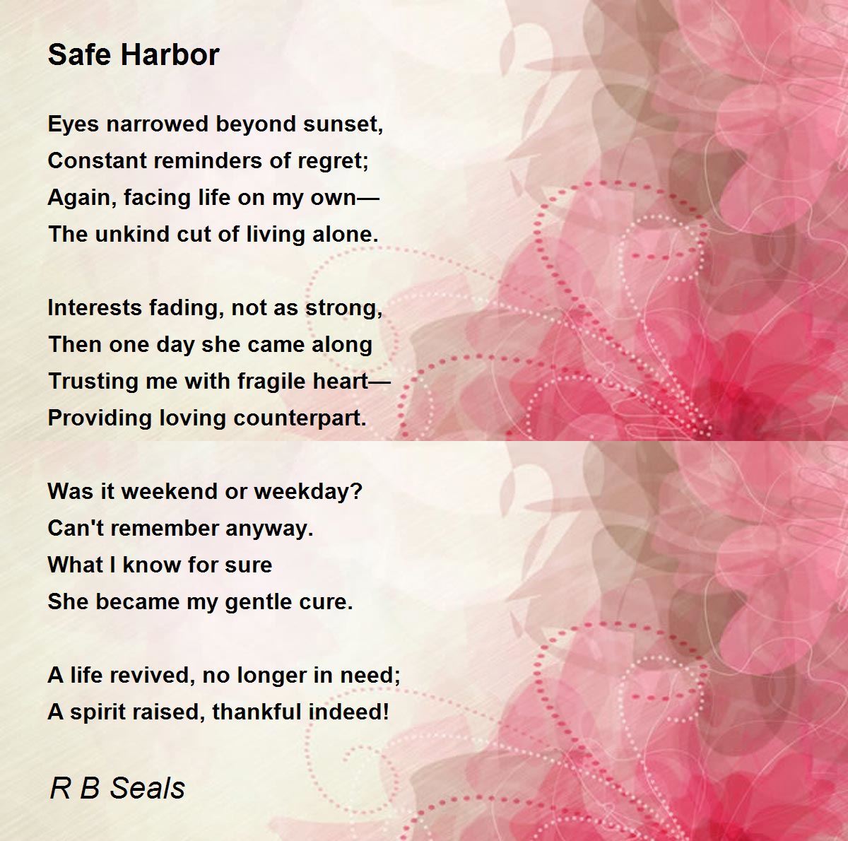 Safe Harbor Poem by R B Seals Poem Hunter