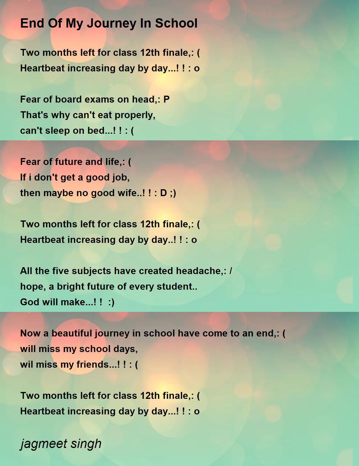 End Of My Journey In School Poem by jagmeet singh - Poem Hunter