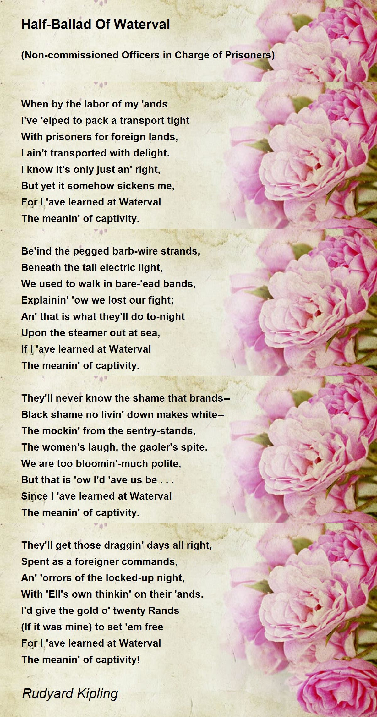 Half-Ballad Of Waterval Poem by Rudyard Kipling - Poem Hunter