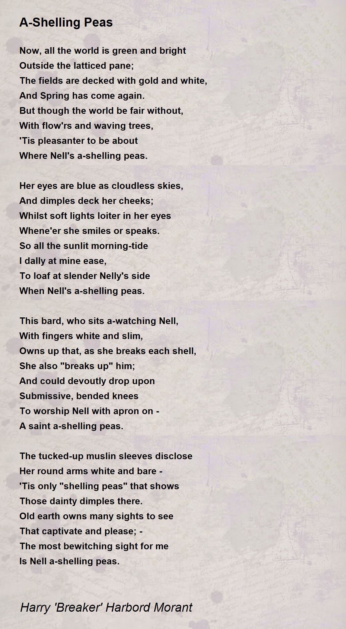 A-Shelling Peas Poem by Harry 'Breaker' Harbord Morant - Poem Hunter