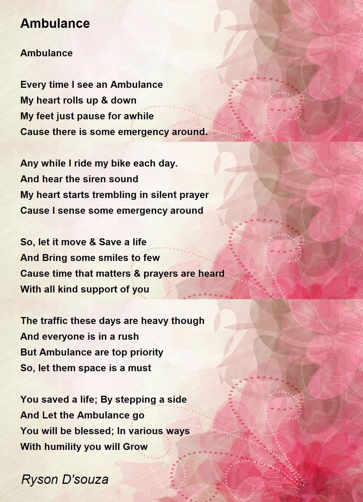 Ambulance Ambulance Poem by Ryson Dsouza