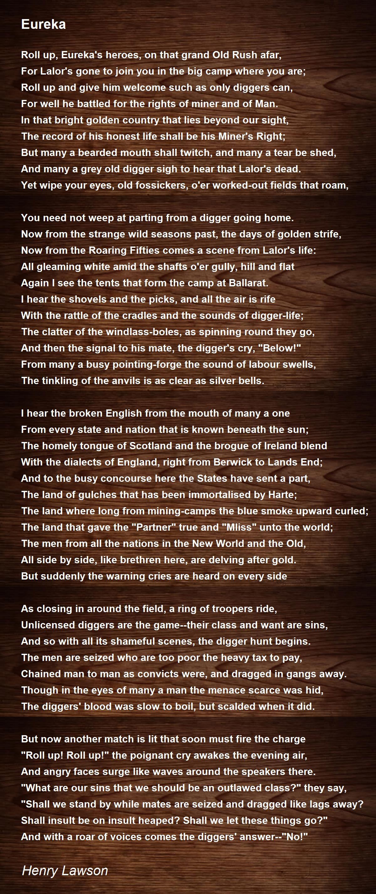 Eureka Eureka Poem by Henry Lawson