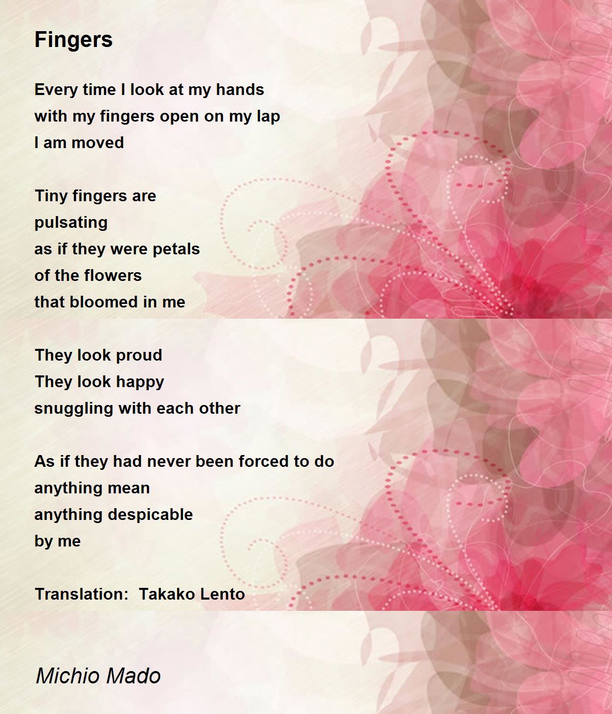 Fingers Fingers Poem by Michio Mado