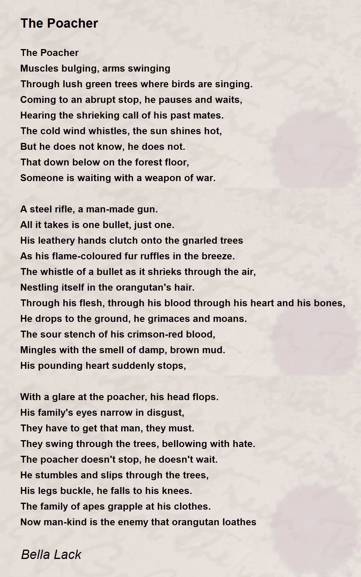The Poacher The Poacher Poem by Bella Lack