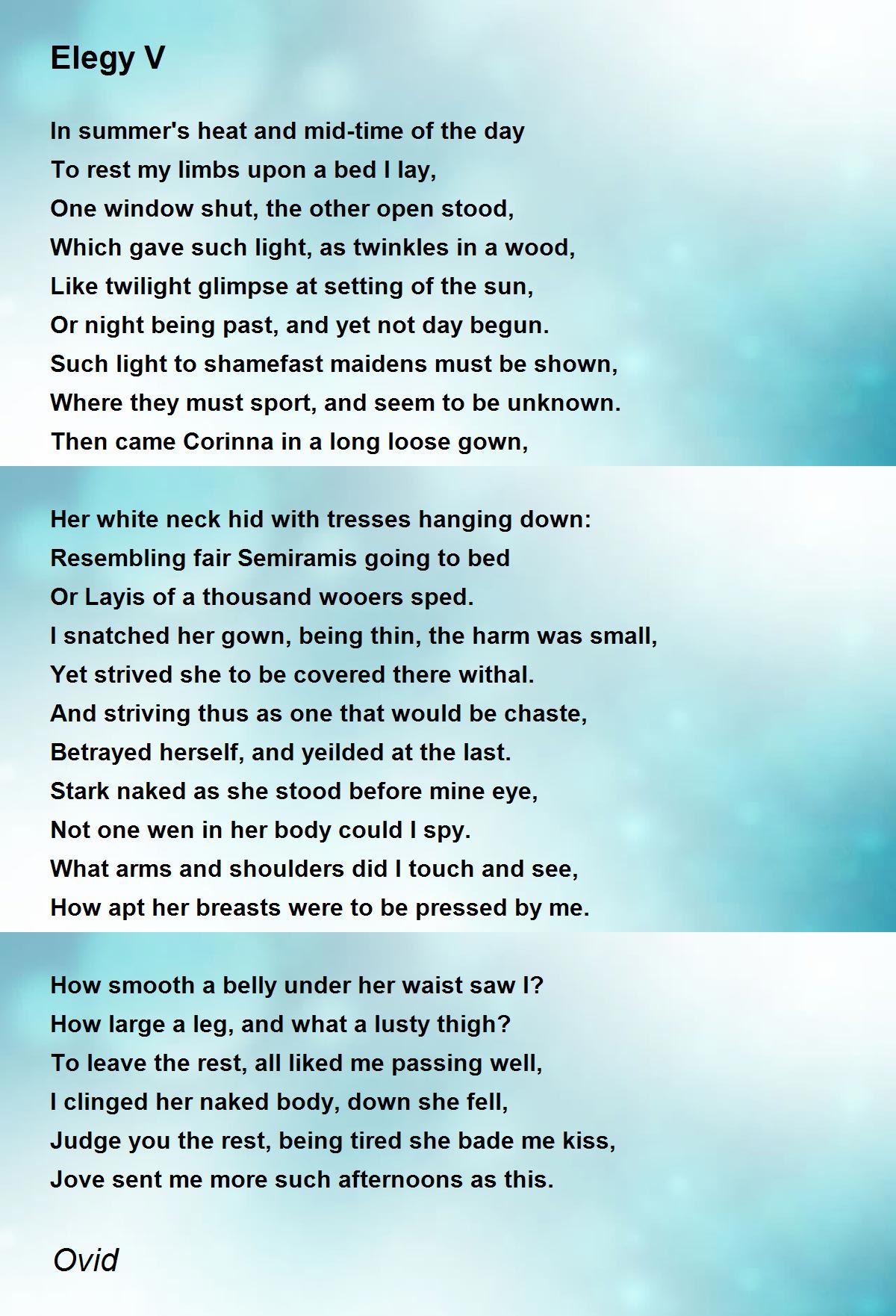 Elegy V Poem by Ovid - Poem Hunter