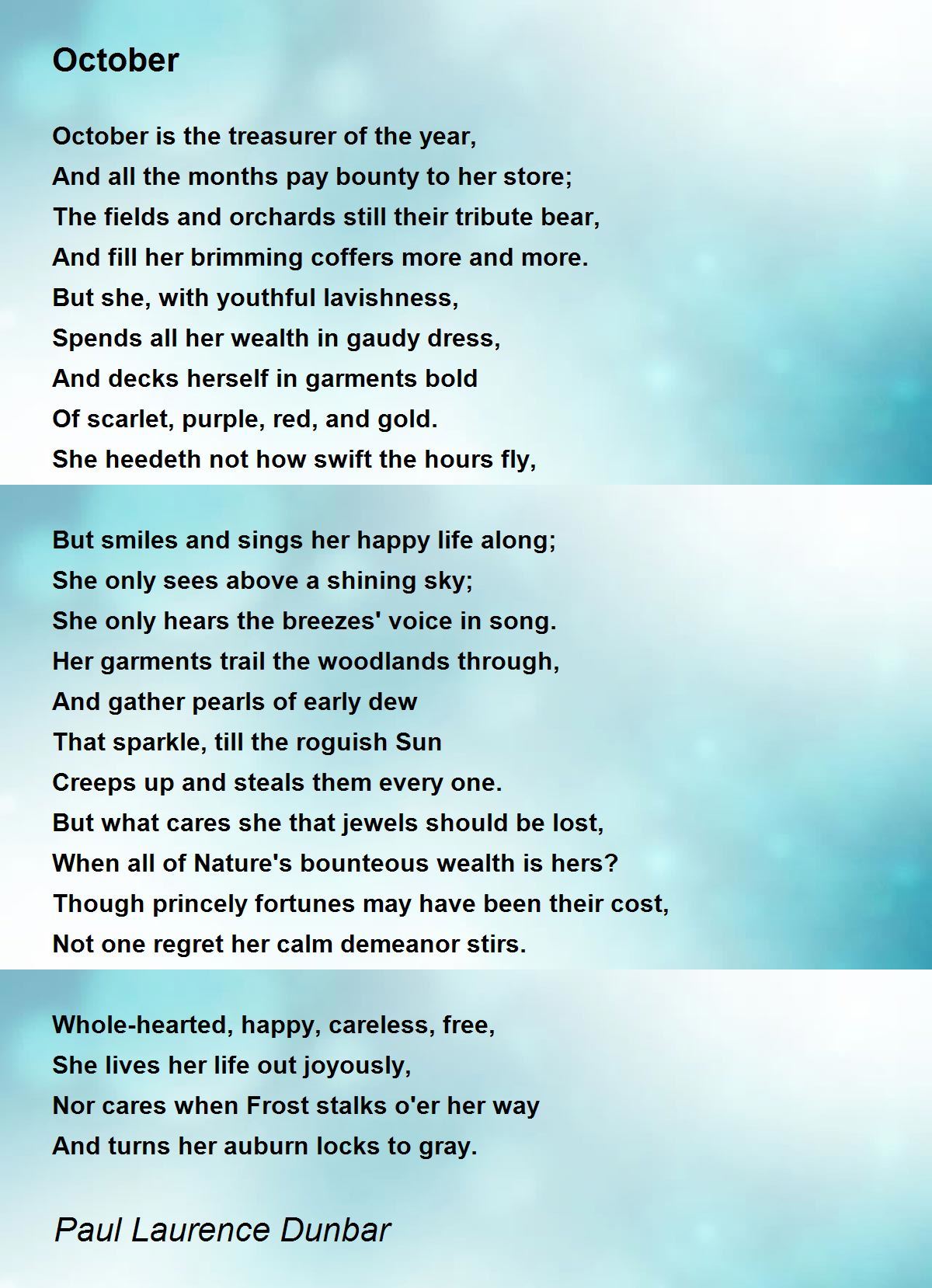 October Poem by Paul Laurence Dunbar - Poem Hunter
