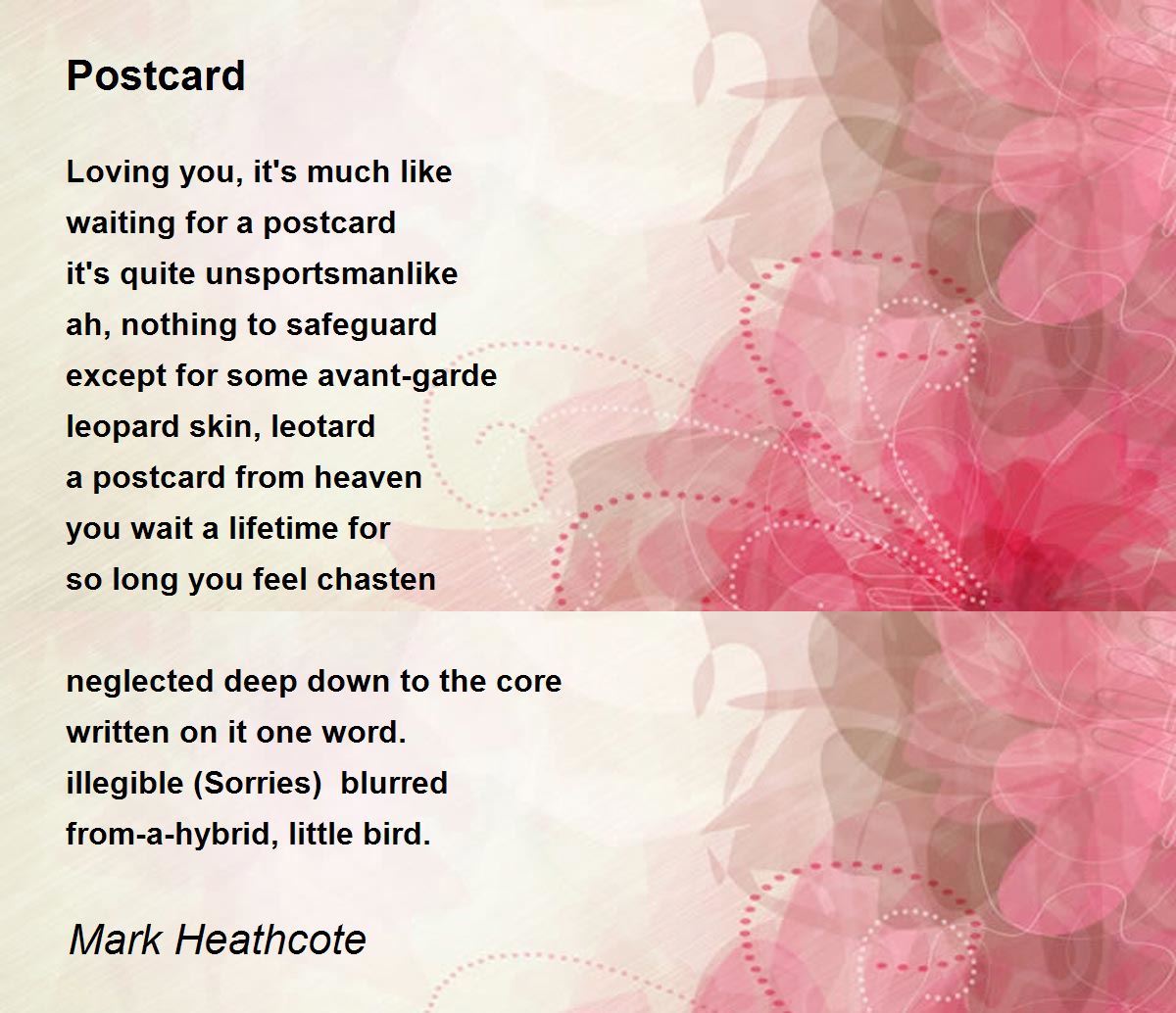 Postcard Poem by Mark Heathcote Poem Hunter