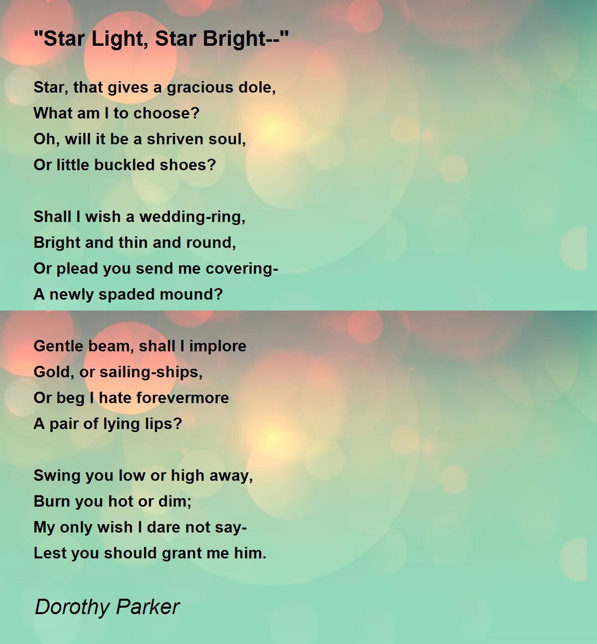 Star Light Star Bright Poem Printable - Printable Word Searches