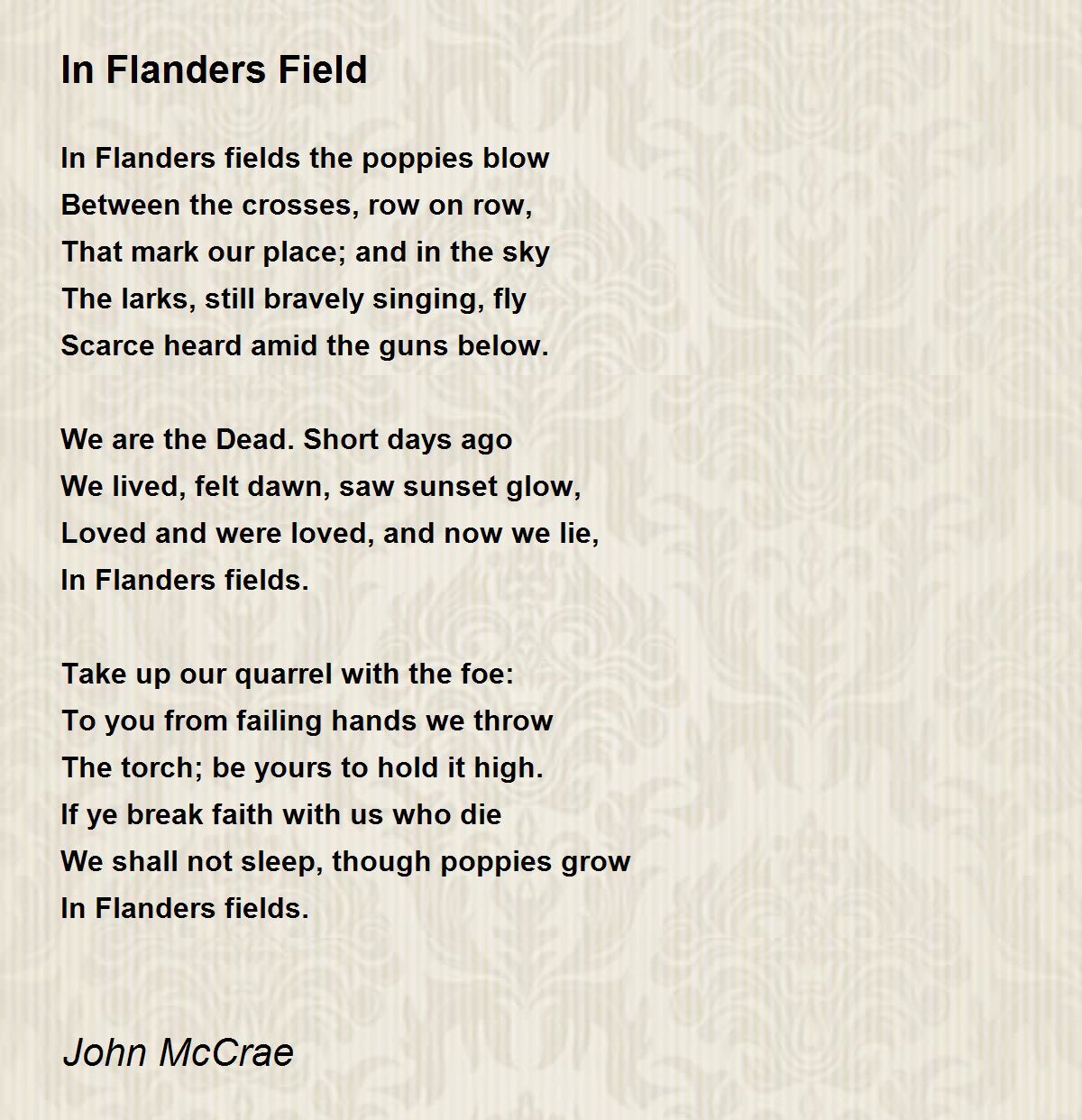 In Flanders Field Poem by John McCrae - Poem Hunter