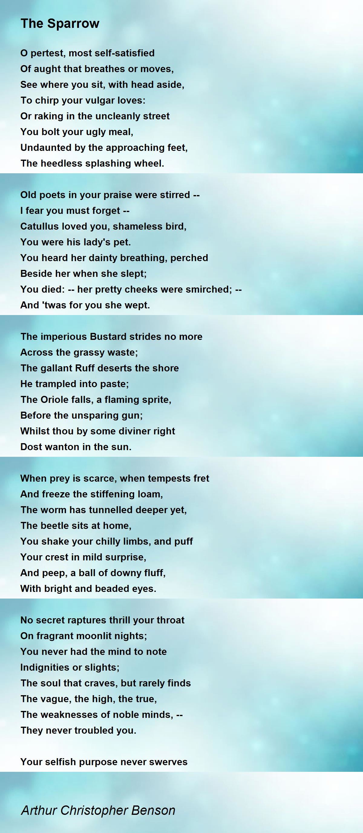 the sparrow poem by paul laurence dunbar
