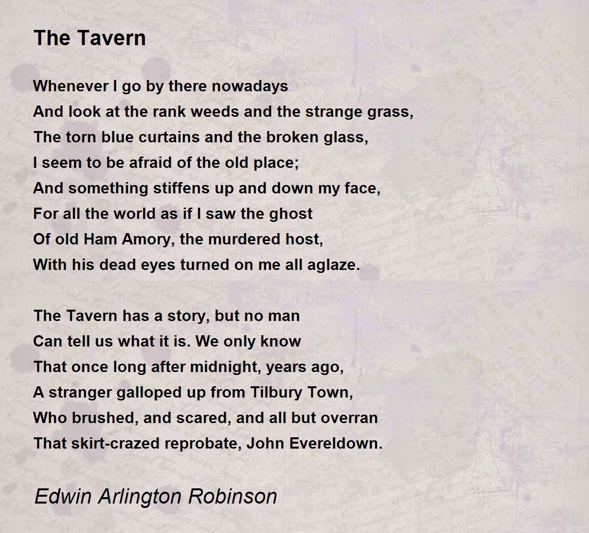 The Tavern Poem by Edwin Arlington Robinson Poem Hunter