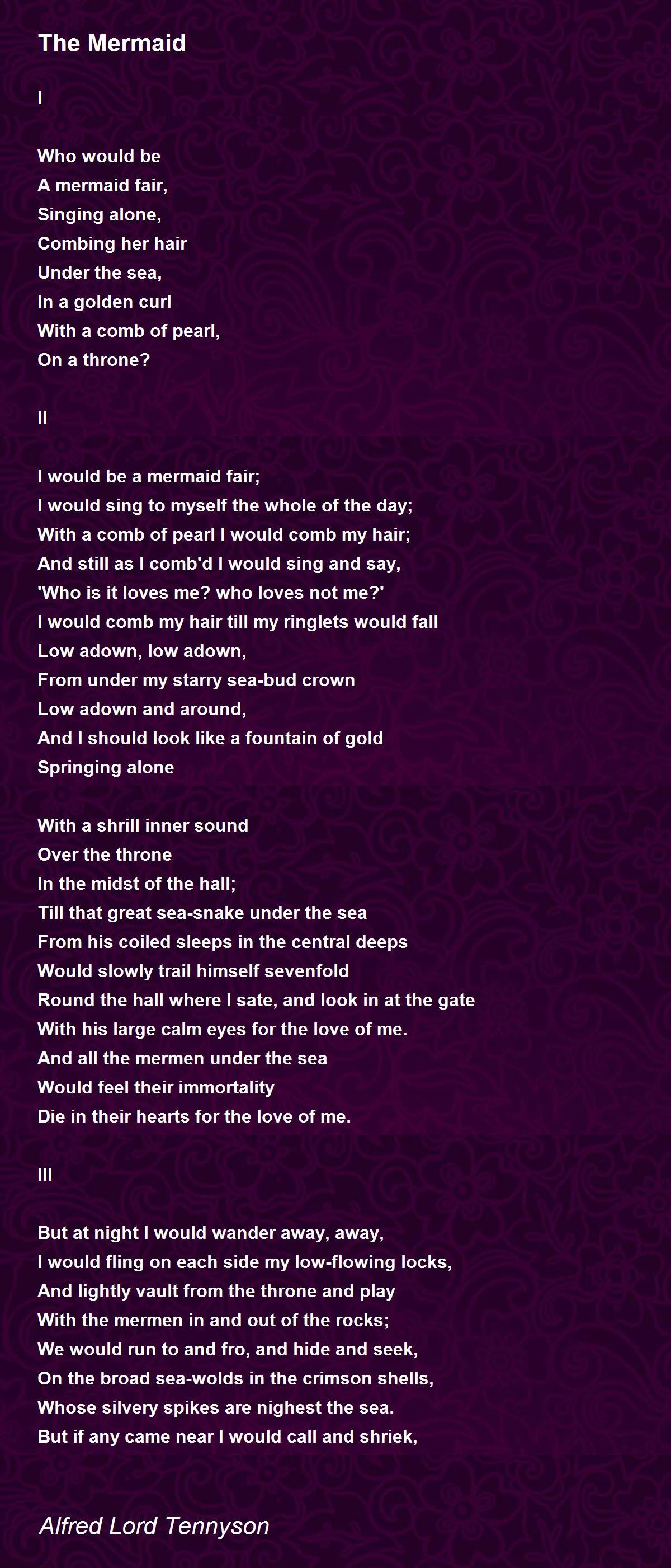 The Mermaid Poem by Alfred Lord Tennyson - Poem Hunter