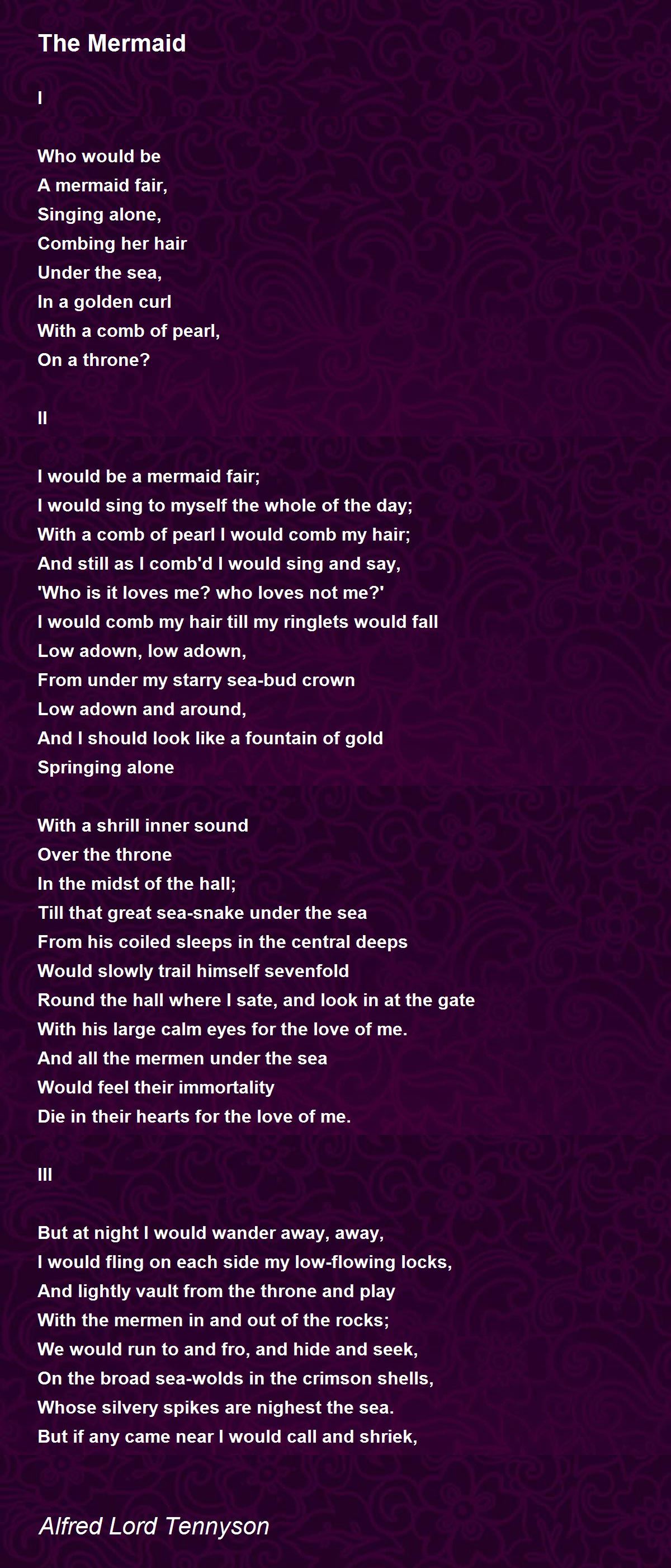 The Mermaid The Mermaid Poem by Alfred Lord Tennyson