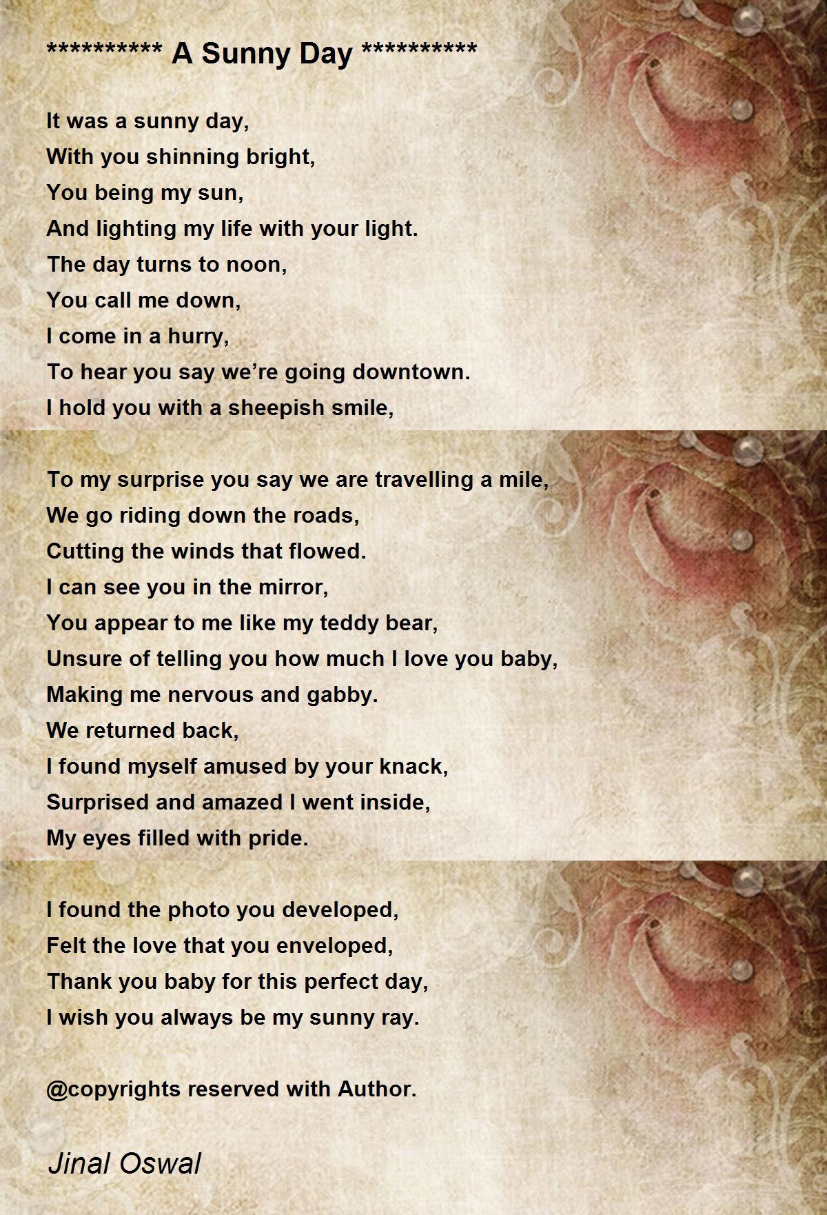 A Sunny Day ********** ********** A Sunny Day ********** Poem by